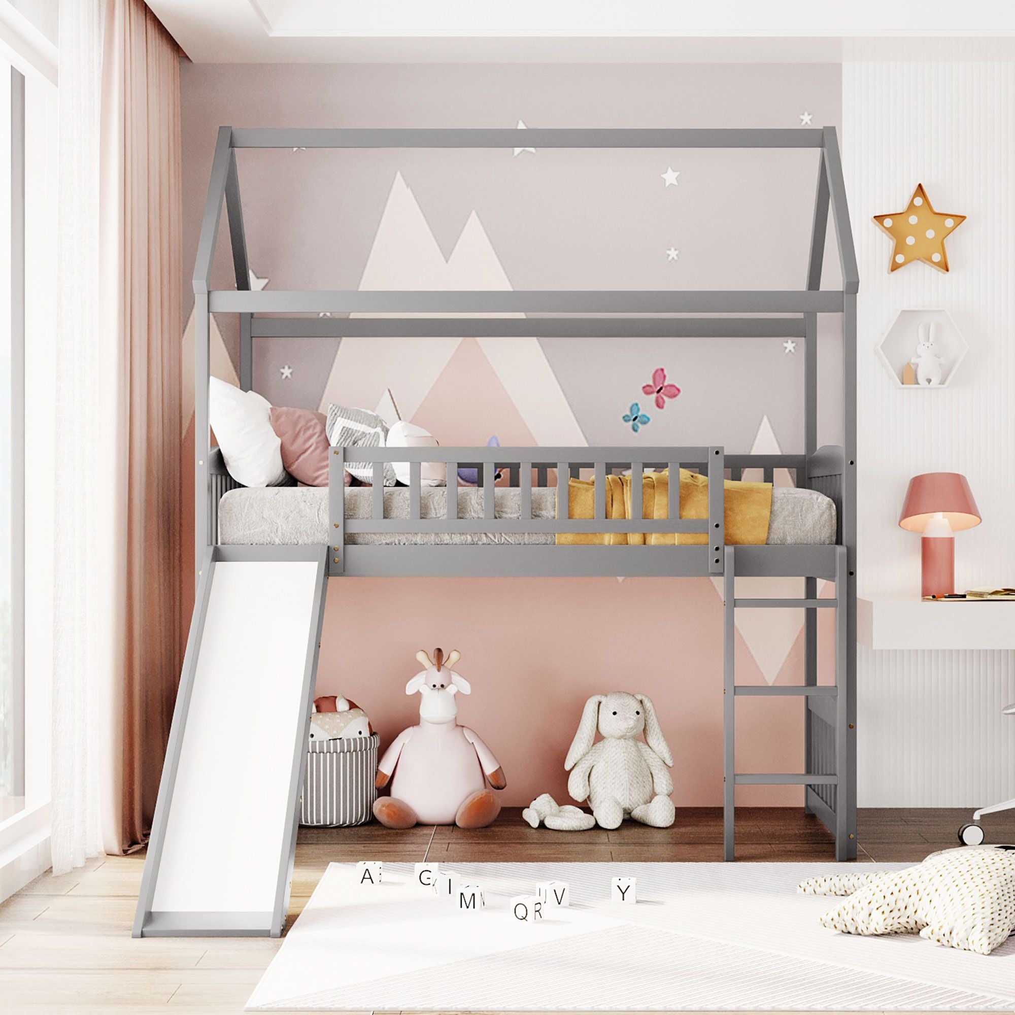 Twin Loft Bed with Slide & Ladder - Just Better Bunk Beds