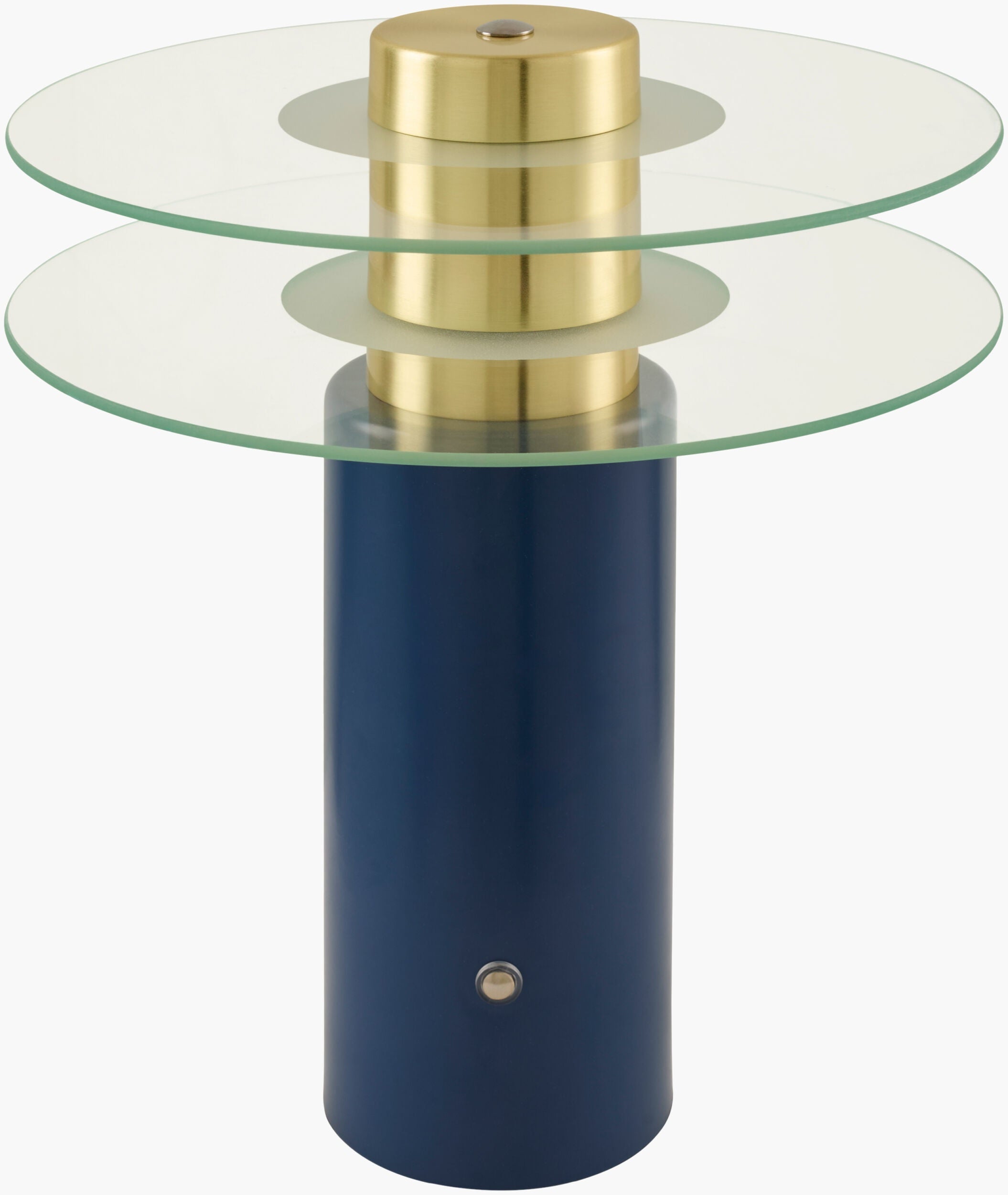 Rich Aqua Blue Modern Table Lamp with glass details for bedside or console tables-0