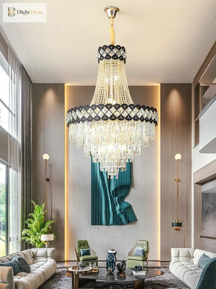 Duplex Modern Crystal Chandelier | Living Room Lighting