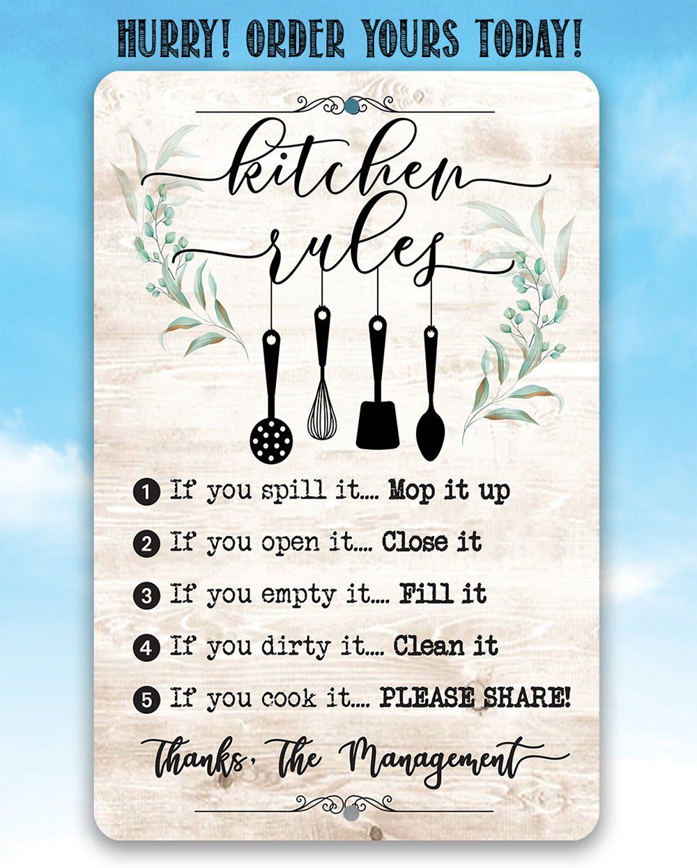 Kitchen Rules - Metal Sign