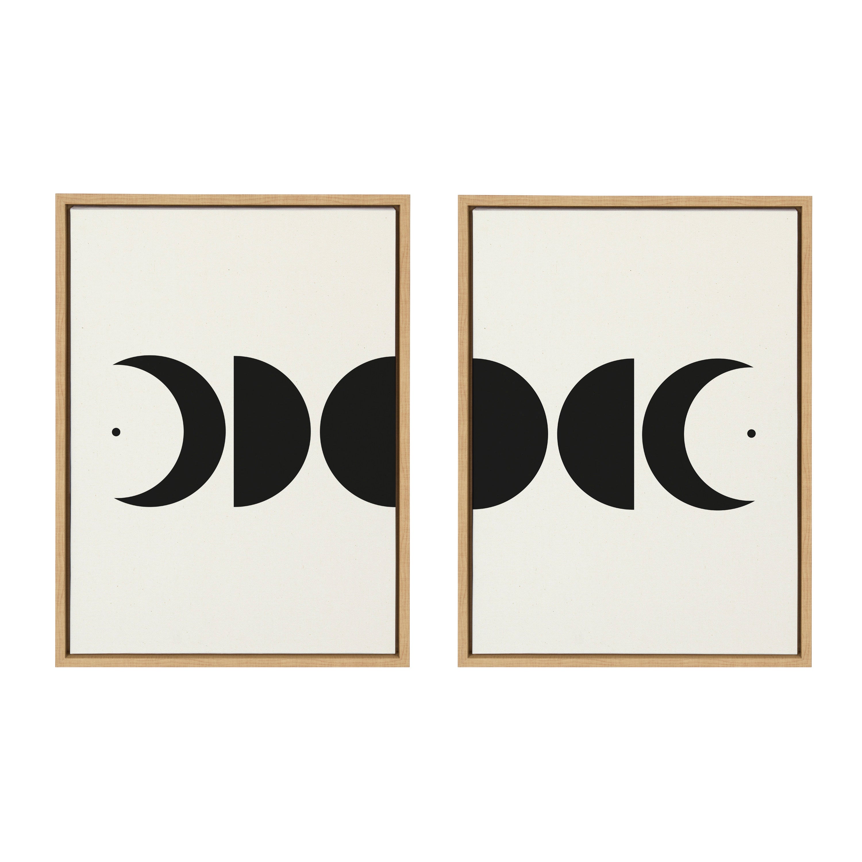 Sylvie Modern Geometric Moon Phases Framed Canvas Set by The Creative Bunch Studio