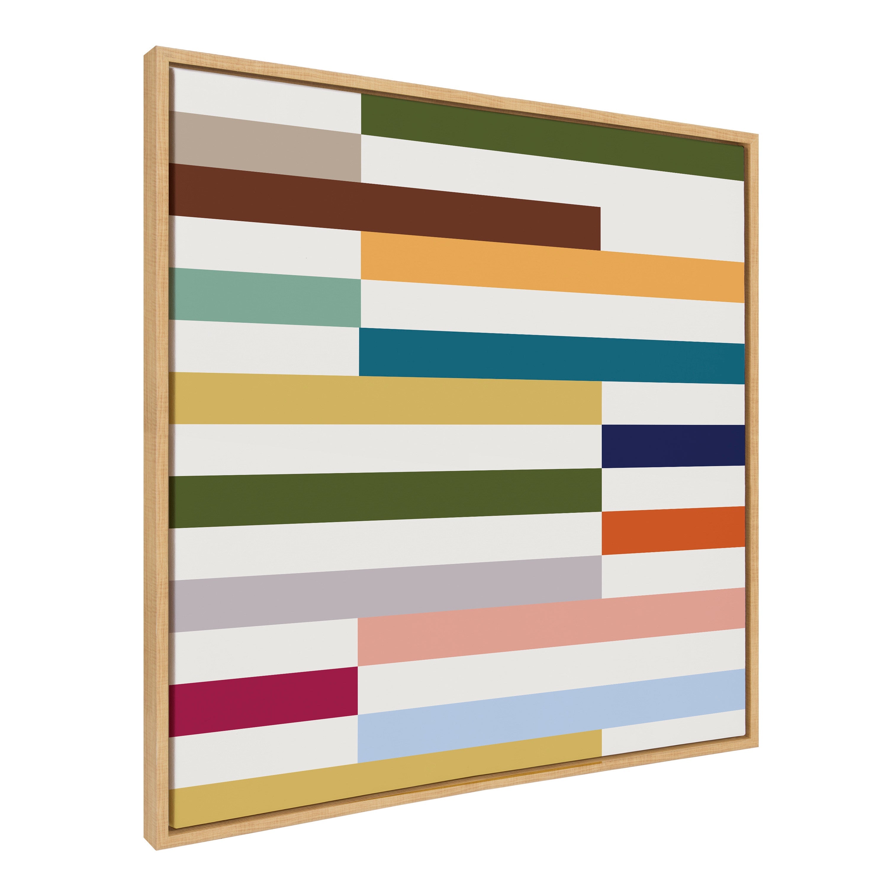 Sylvie Modern Color Block Stacks I Framed Canvas by The Creative Bunch Studio