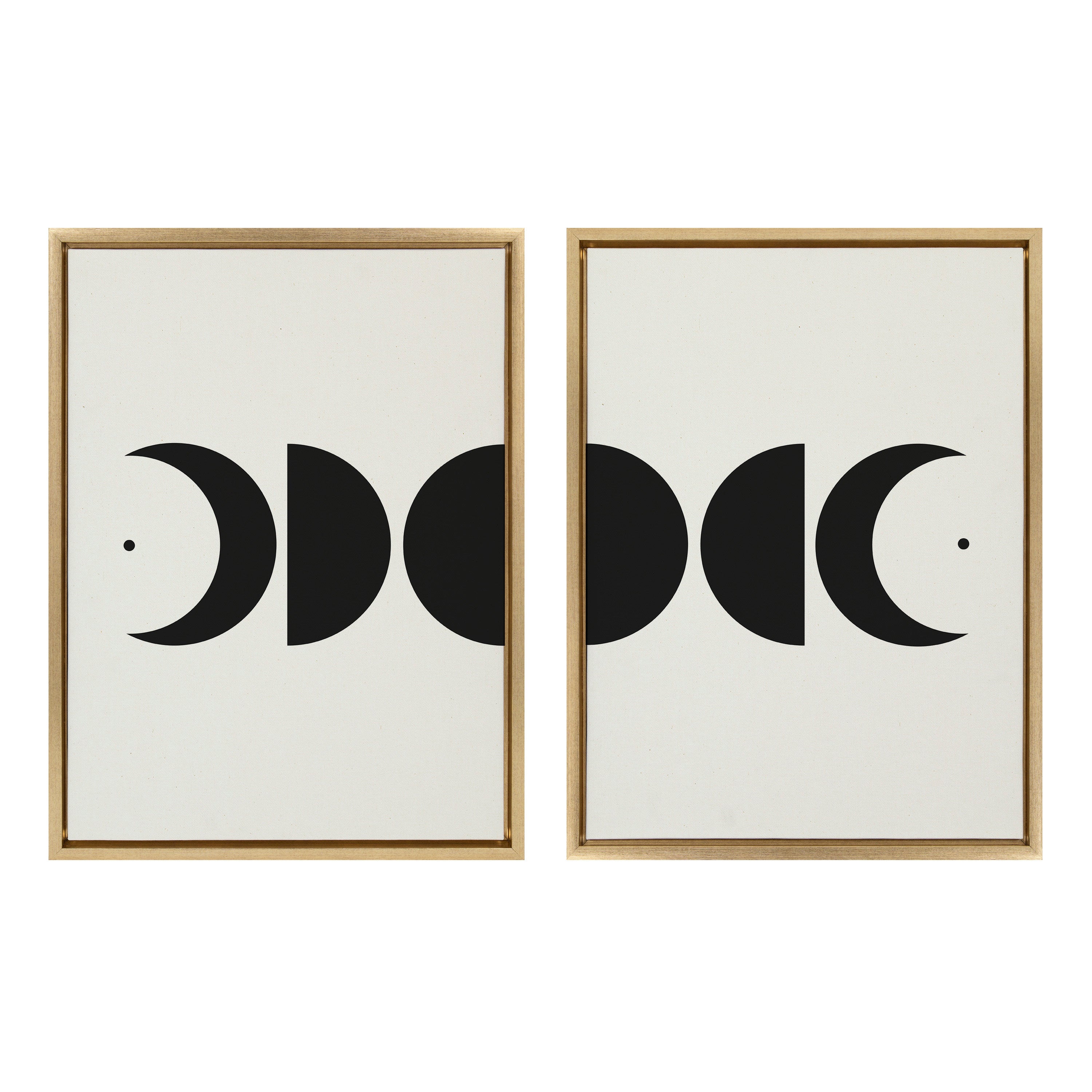 Sylvie Modern Geometric Moon Phases Framed Canvas Set by The Creative Bunch Studio