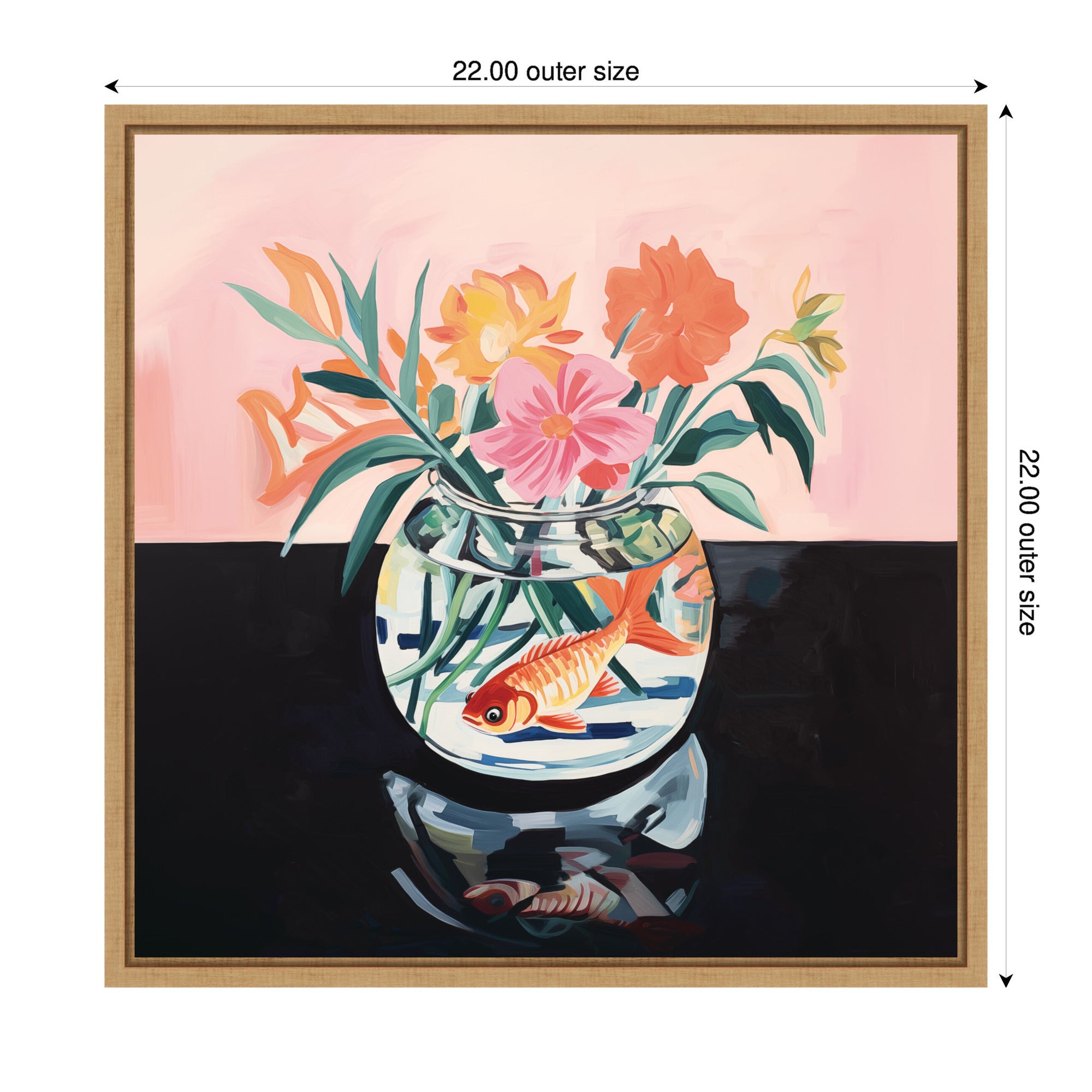 Sylvie Goldfish Bowl Botanical Framed Canvas by The Creative Bunch Studio