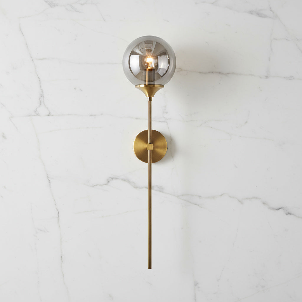 Modern Glass Wall Sconce with Gold Metal Base | Warm Glow Light Fixture