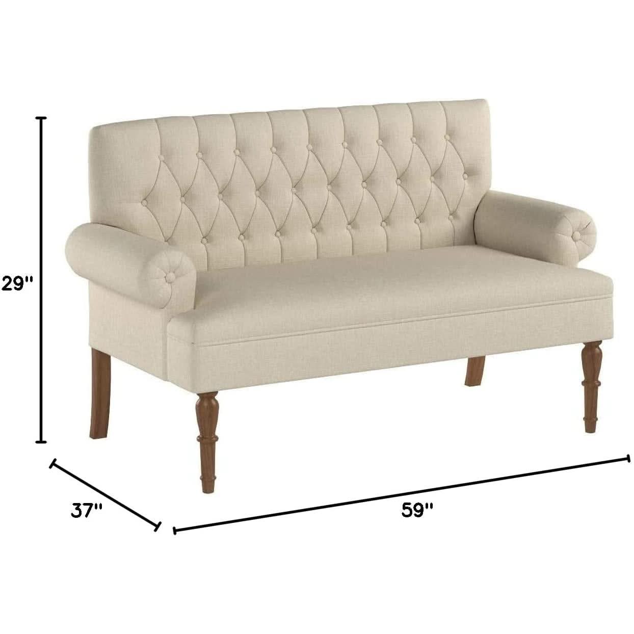 Warm Beige Loveseat Sofa Set With Tufted Back Upholstery