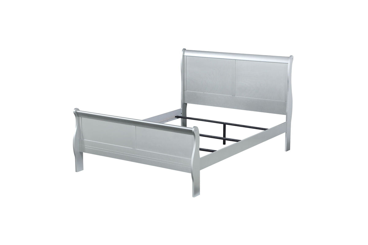 Louis Philippe Sleigh Style Bed with Classic Wood Construction - Multiple Colors