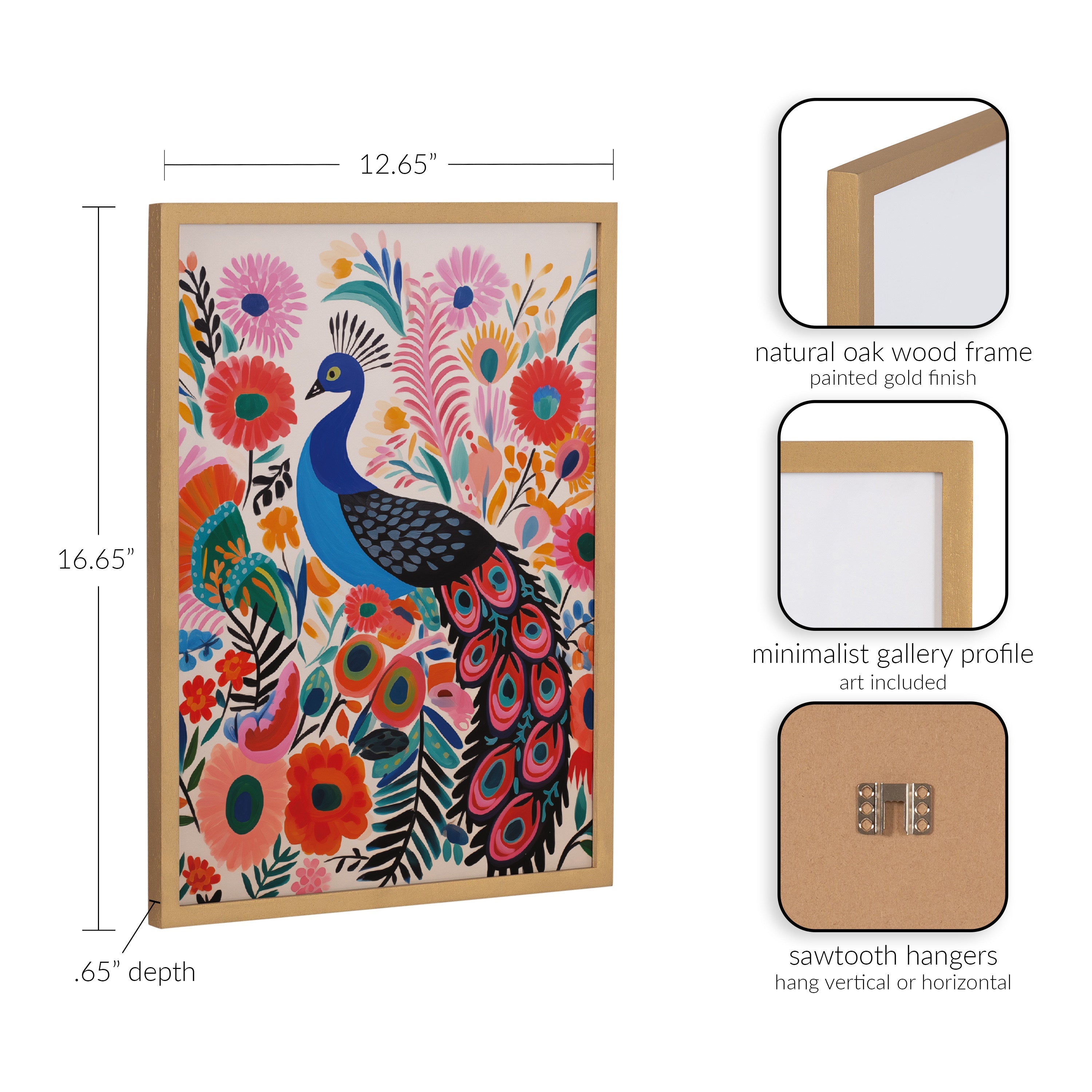 Gallery Bright Colorful Boho Peacock and Botanicals Print by The Creative Bunch Studio