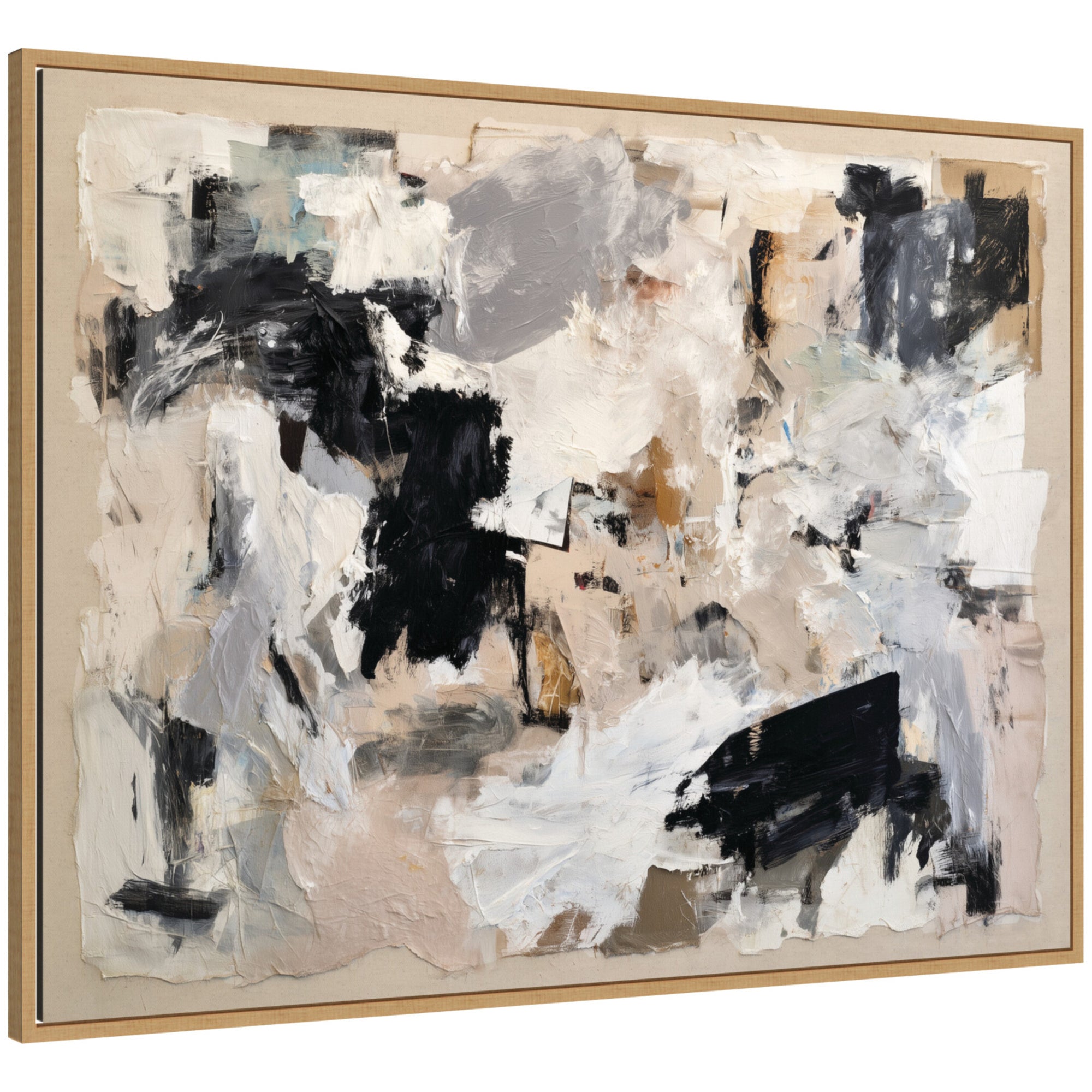 Expressive Tonal Neutral Abstract by The Creative Bunch Studio Framed Canvas Wall Art Print
