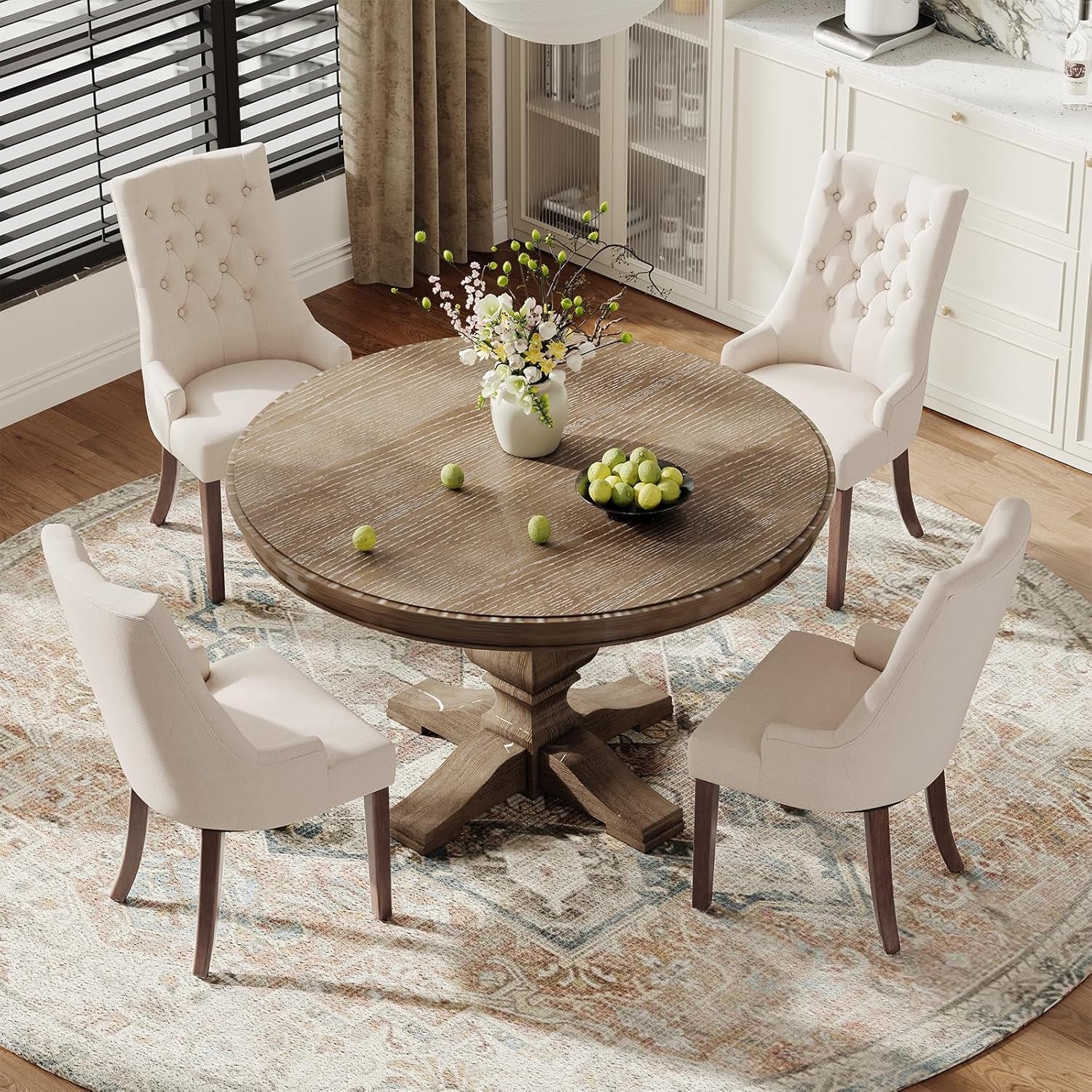 Beige Tufted Contemporary Dining Chairs Collection