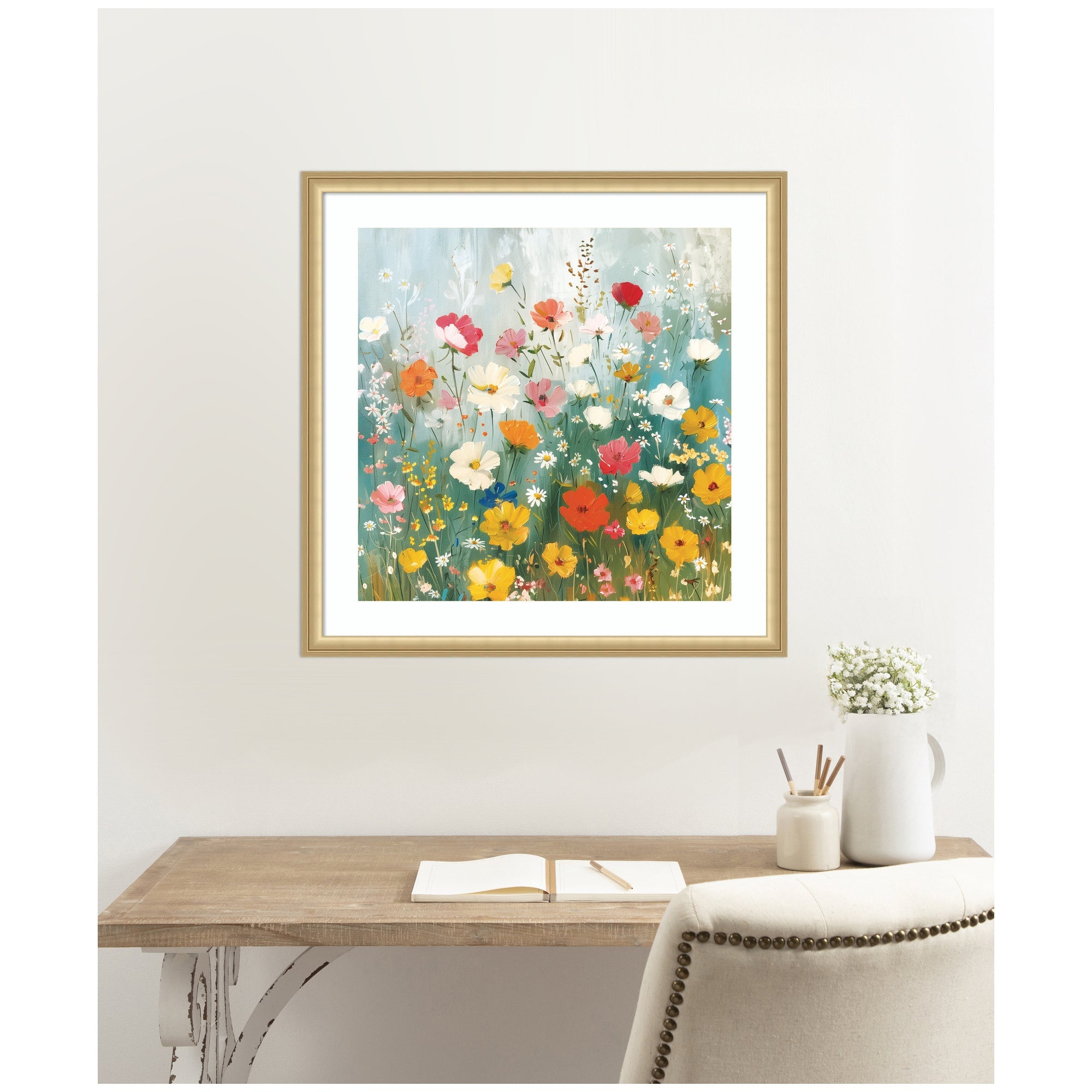 Framed Art Boho Wildflower Garden by The Creative Bunch Studio