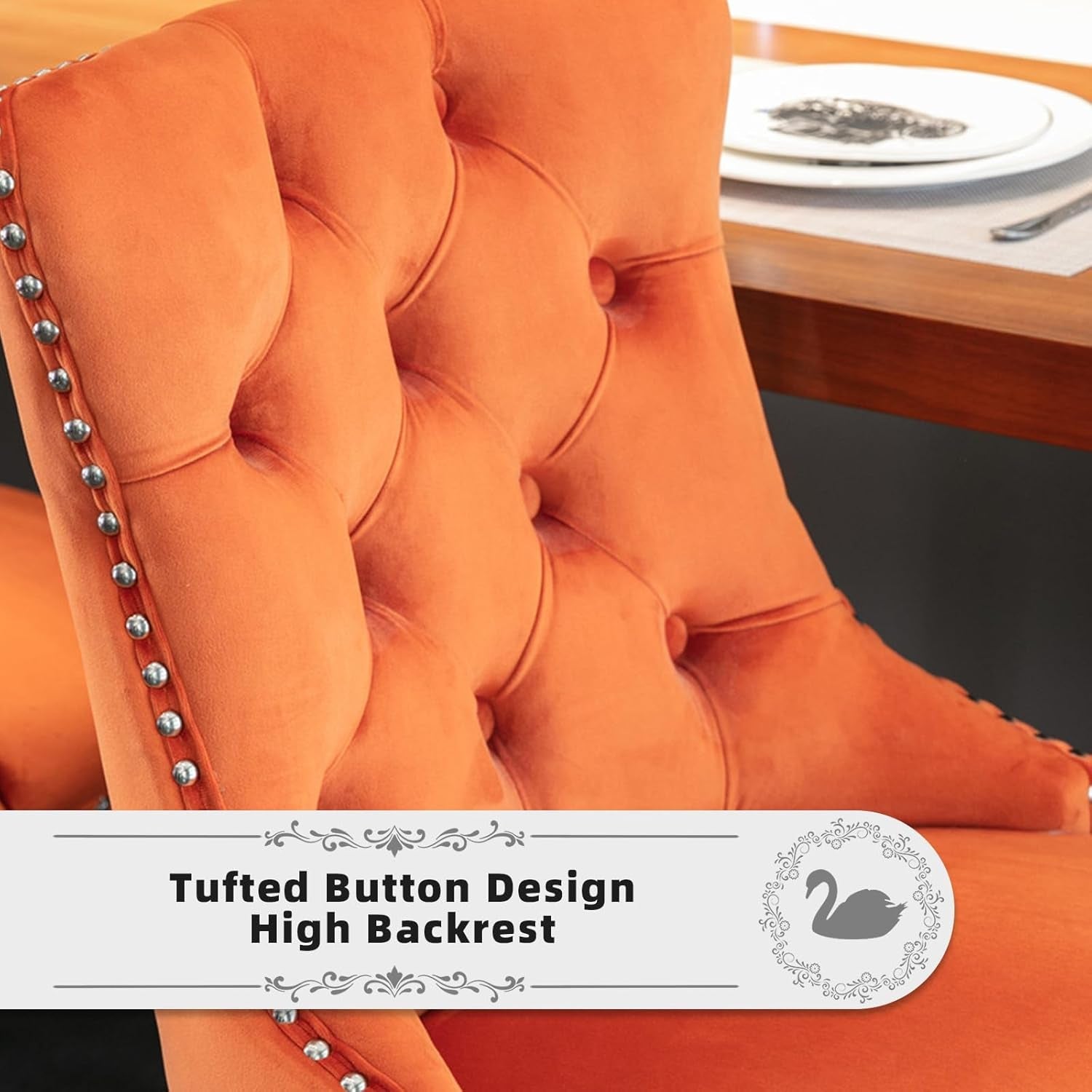 Velvet Upholstered Bar Stools Set Two with Back