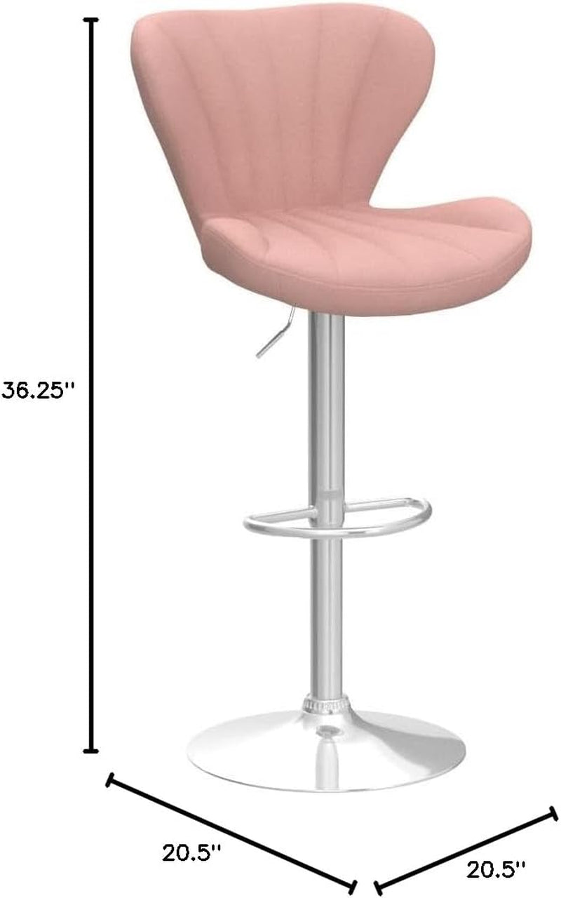 Pink Velvet Adjustable Swivel Barstools Set Of Two