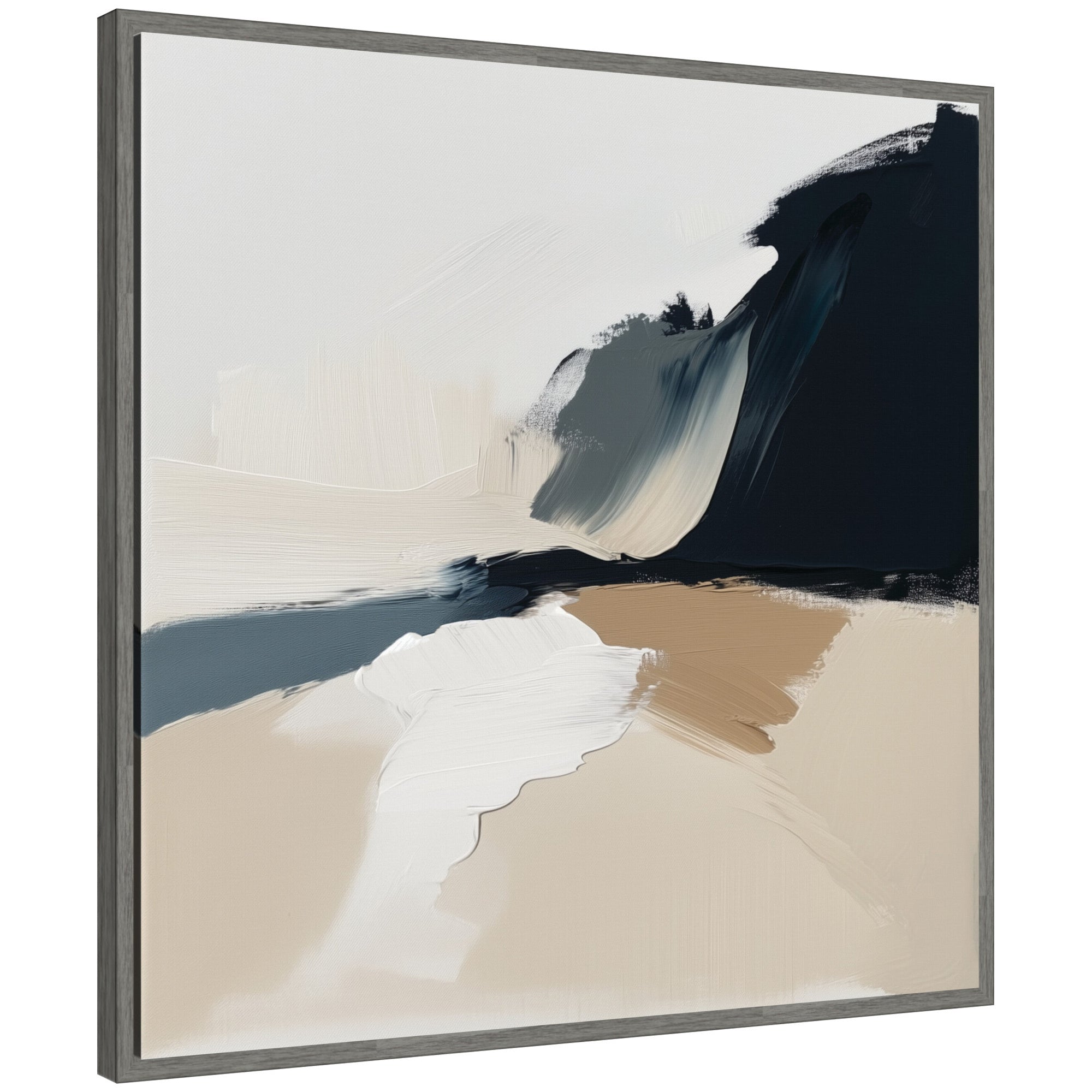 Sylvie Coastal Sand Modern Abstract Landscape II Framed Canvas by The Creative Bunch Studio