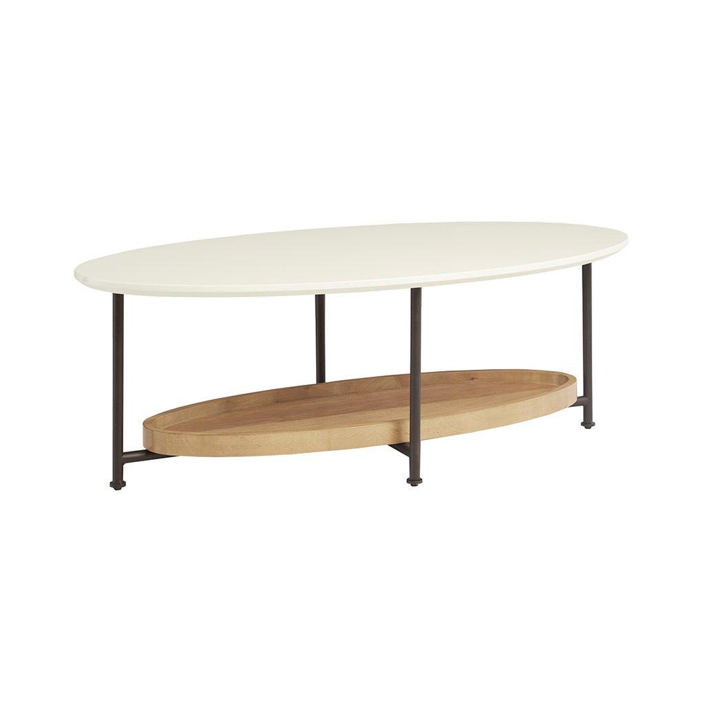 Monte Oval White/Natural Coffee Table - PRHOMZ