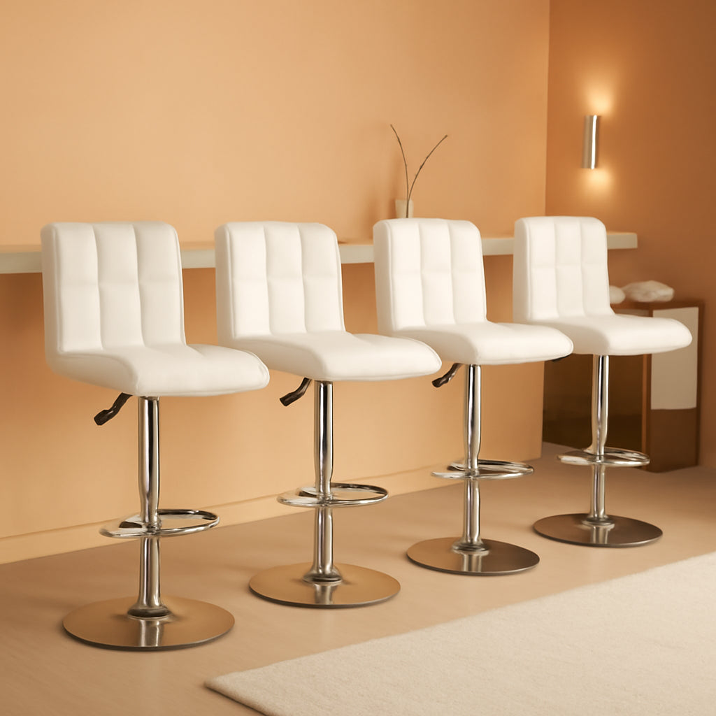 X Large White Adjustable Counter Height Bar Stools Swivel 4 Pack