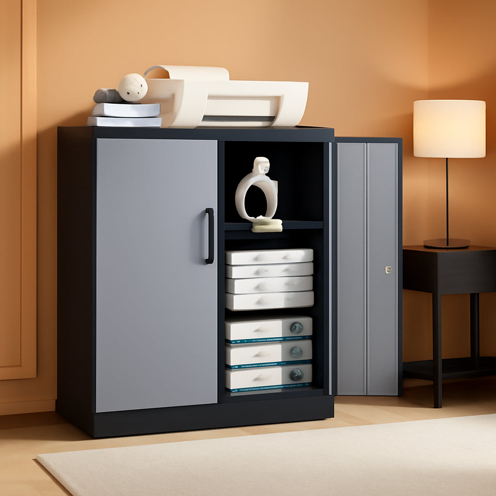 Lockable Metal Storage Cabinet With Adjustable Shelves