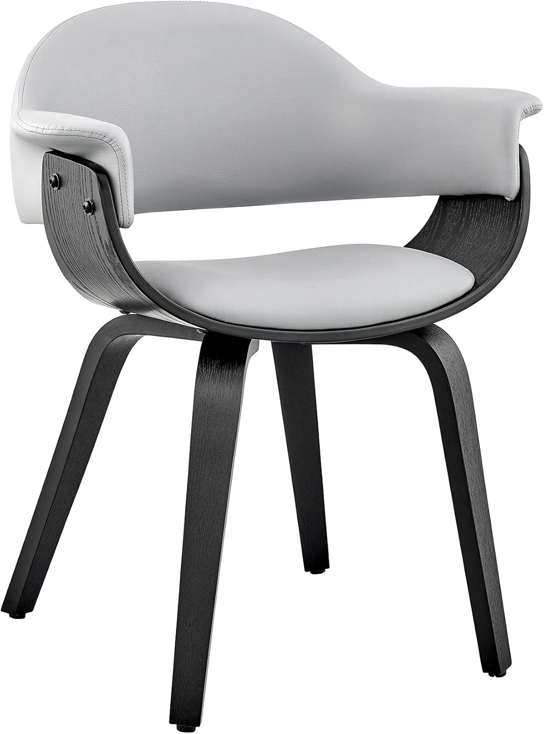 Adalyn Faux Leather and Wood Dining Room Accent Chair, Gray/Black 19D X 25W X 30H In-0