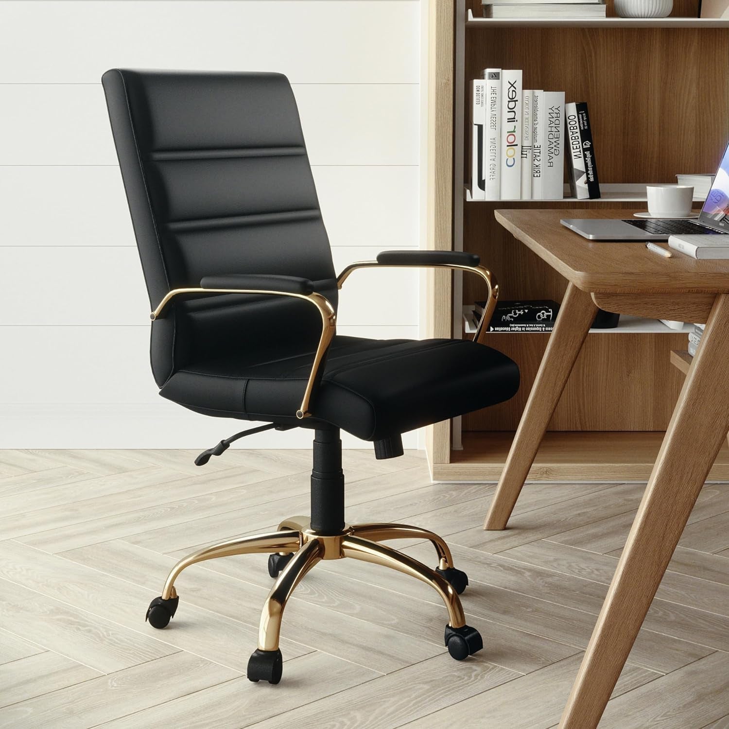 LeatherSoft Mid-Back Office Chair With Adjustable Height