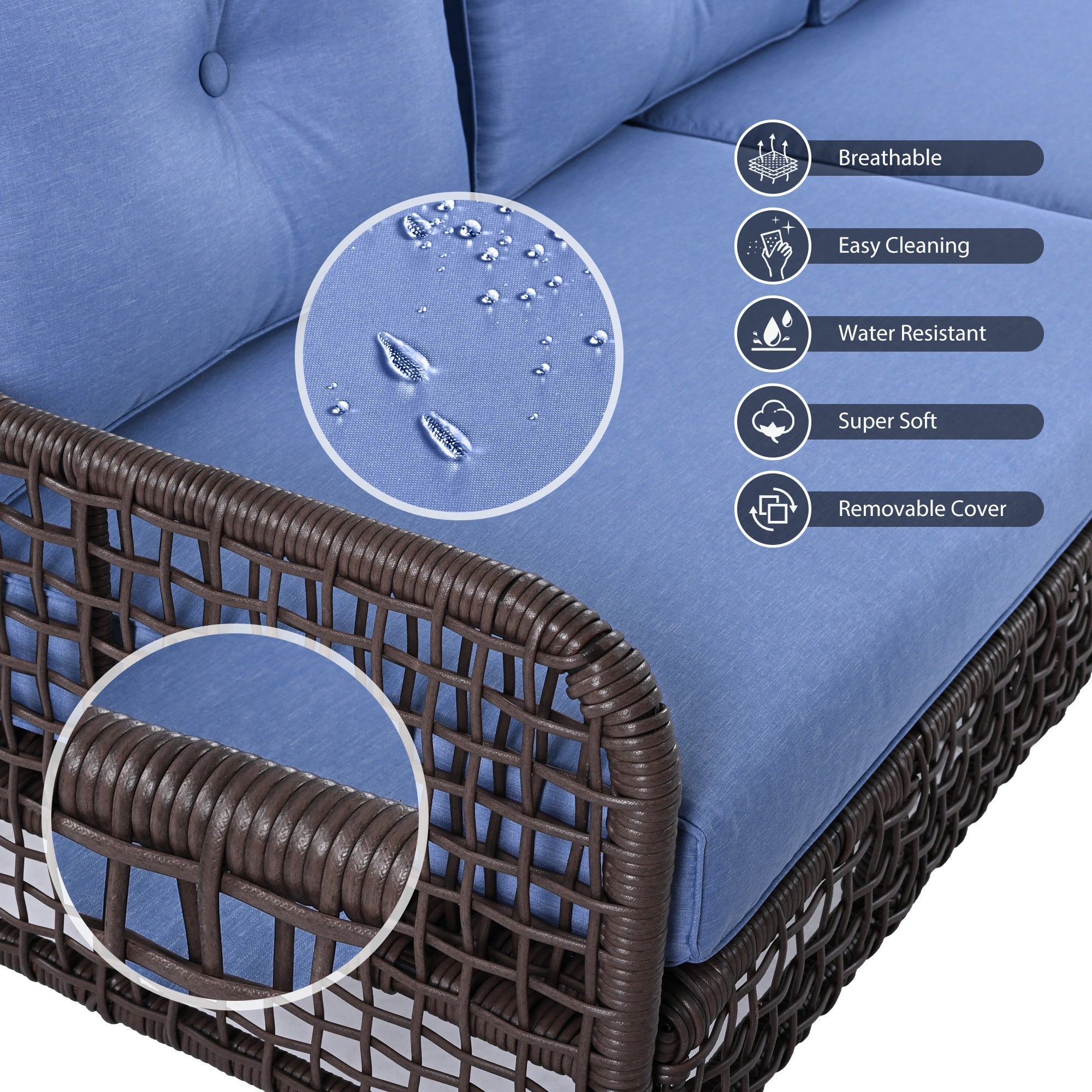 GO 4 Pieces Patio Furniture Set with Swivel Chairs Outdoor Wicker Sofas