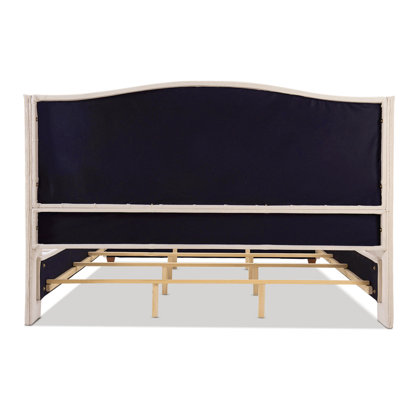 Marcella Upholstered Shelter Headboard Bed Set, King, Sky Neutral Beige Polyester