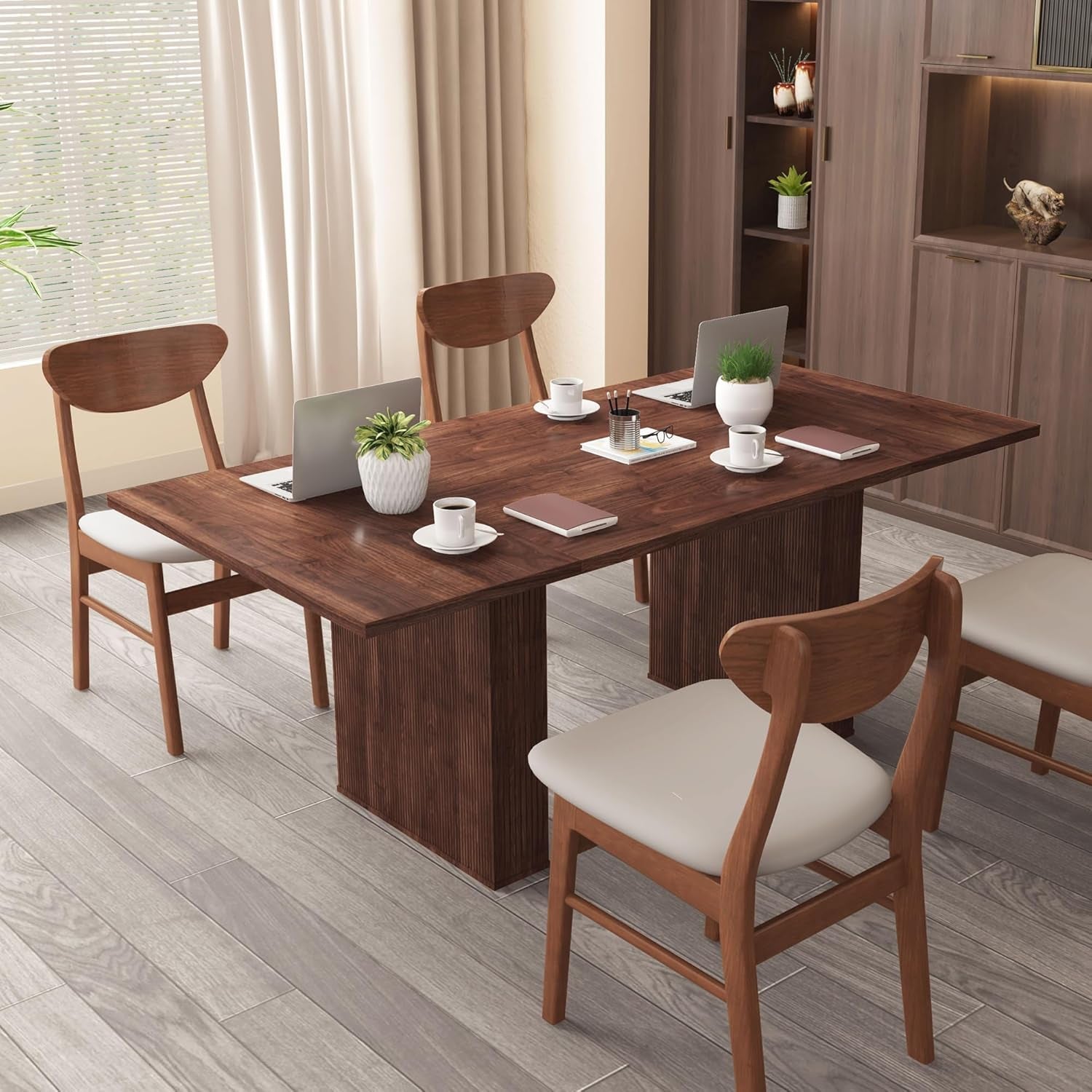 78 Inch Walnut Dining Table Modern Farmhouse Rectangular