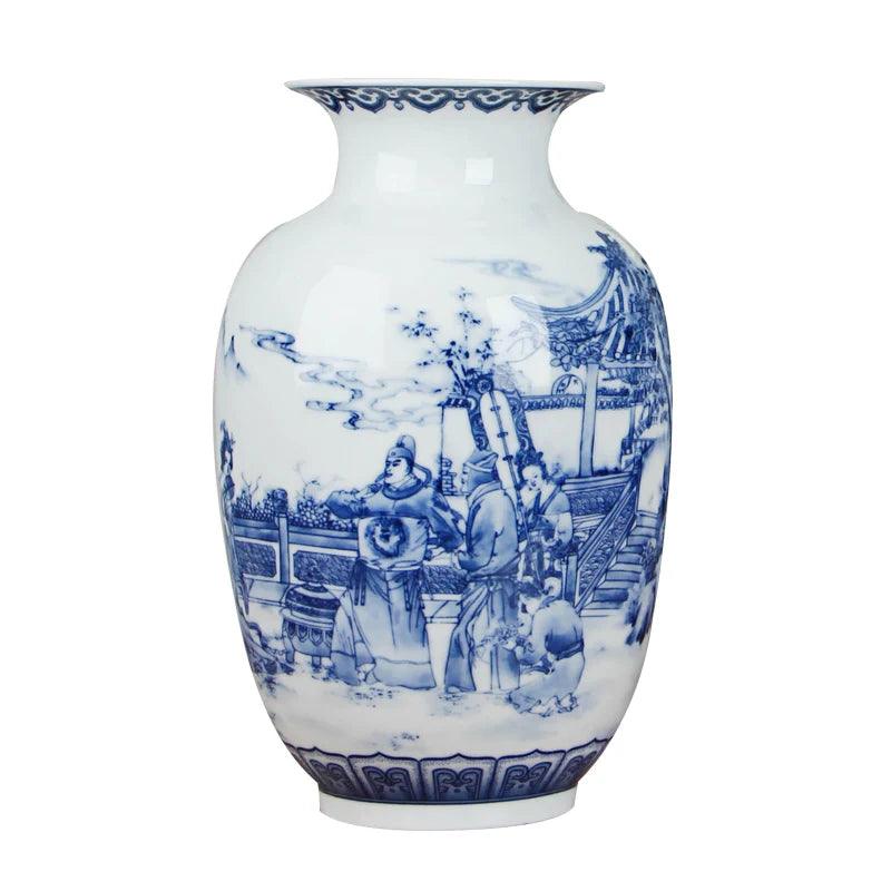 Classic Antique Chinese Blue and White Ceramic Vase - PRHOMZ