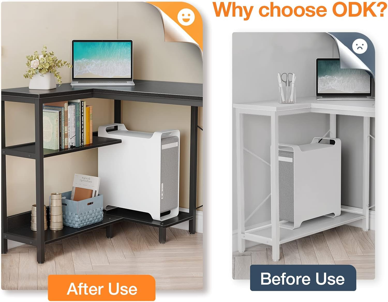 40In L Shaped Gaming Desk With Power Outlets Black