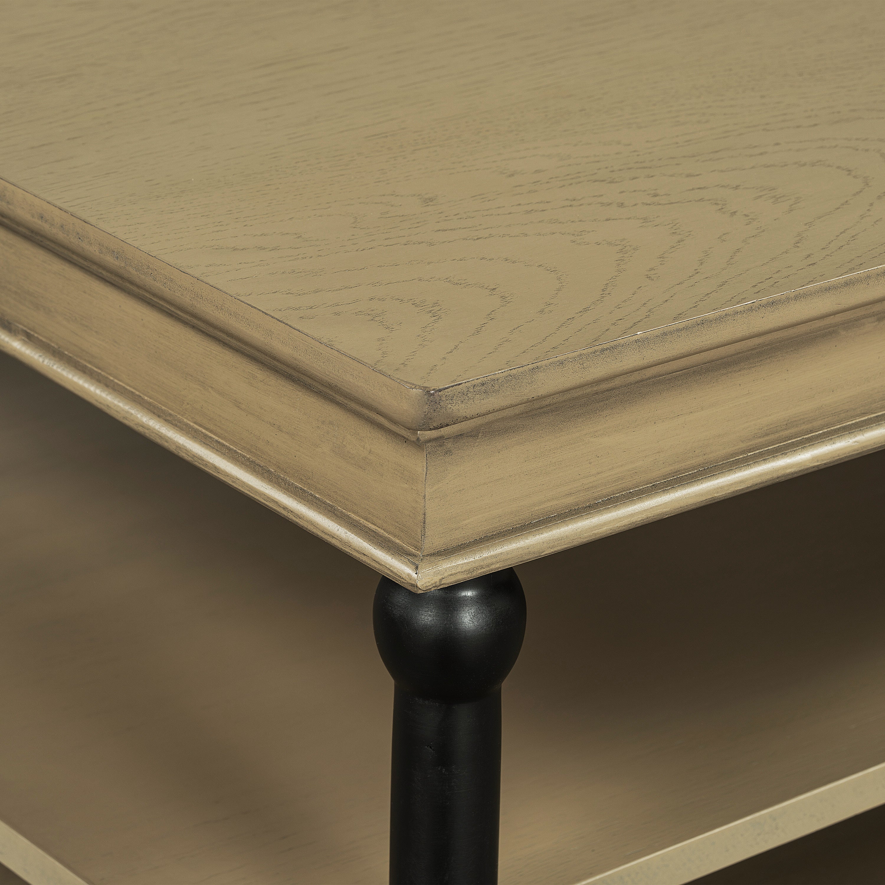 55.1' Wood Coffee Table with Black Legs and Open Storage Shelves