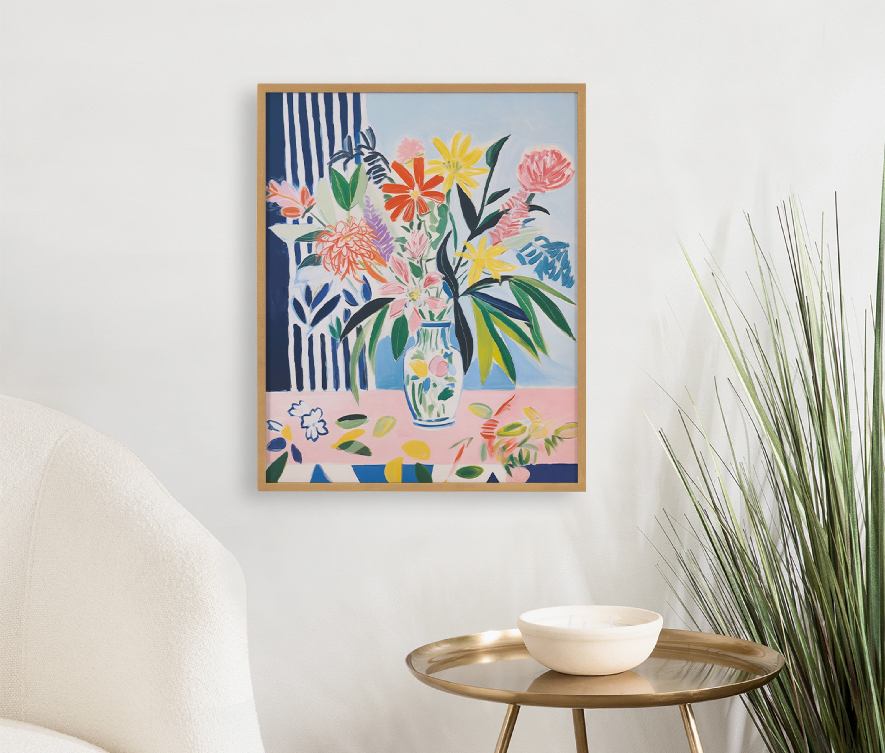 Gallery Cheerful Maximalist Flower Vase Print by The Creative Bunch Studio