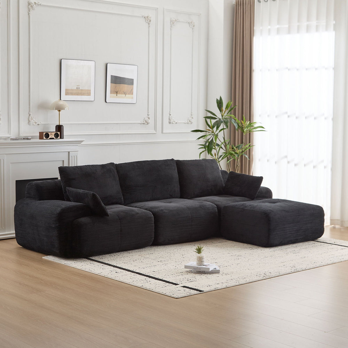 Large Fabric Sectional Sofa with Memory Foam Padding - Multiple Colors