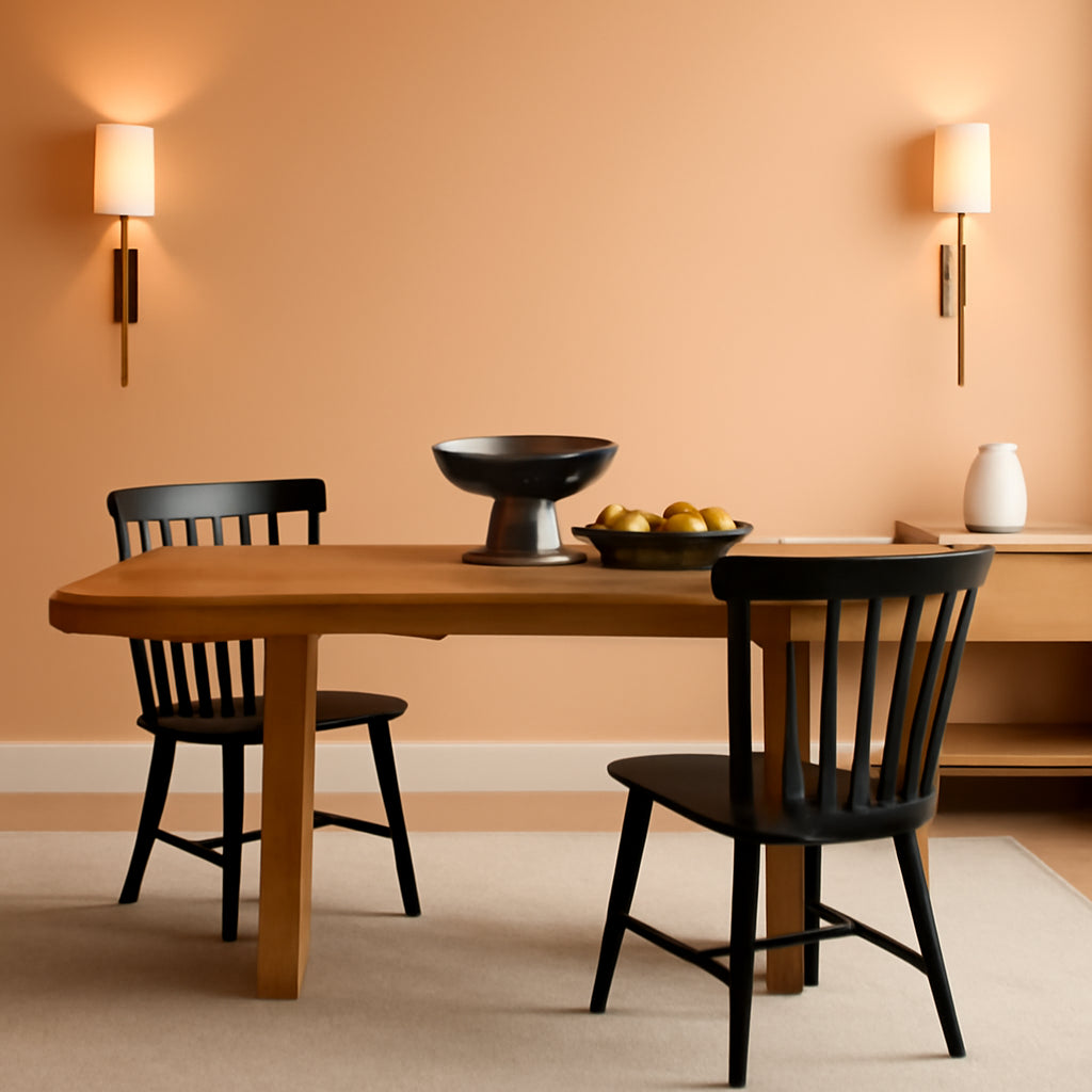 Windsor Spindle Back Dining Chair Armless Black Wood