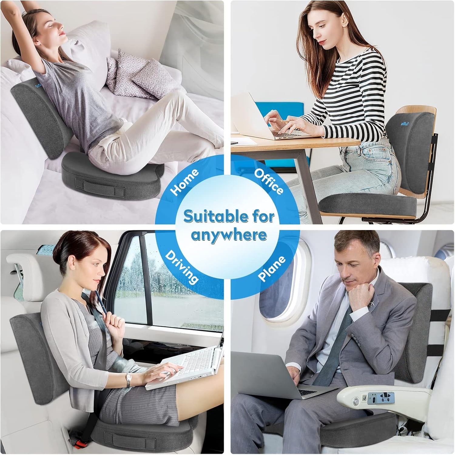 Ergonomic Memory Foam Seat Cushion Grey For Office Chair