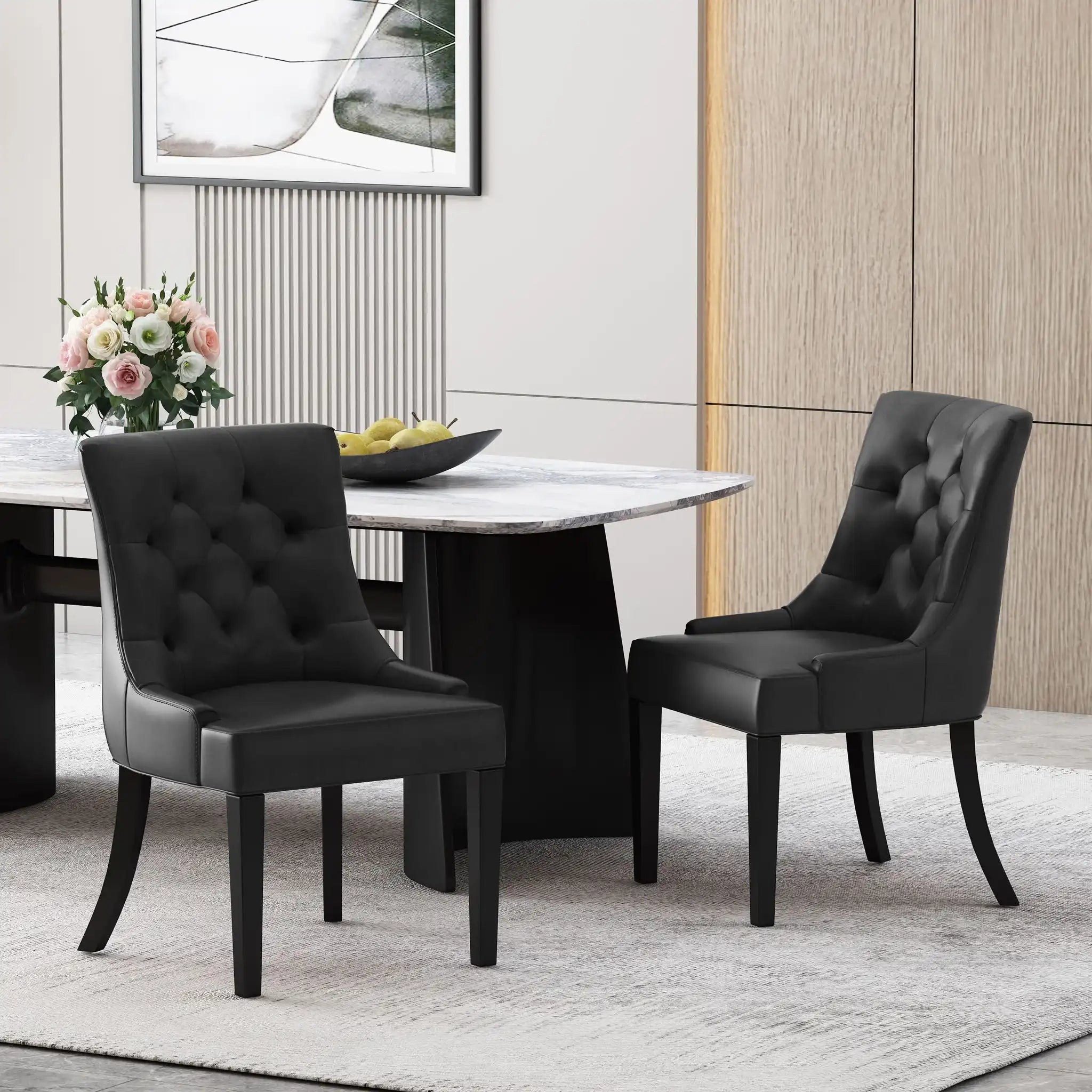 Cheney Contemporary Dining Chair Tufted Upholstery (Set of 2)