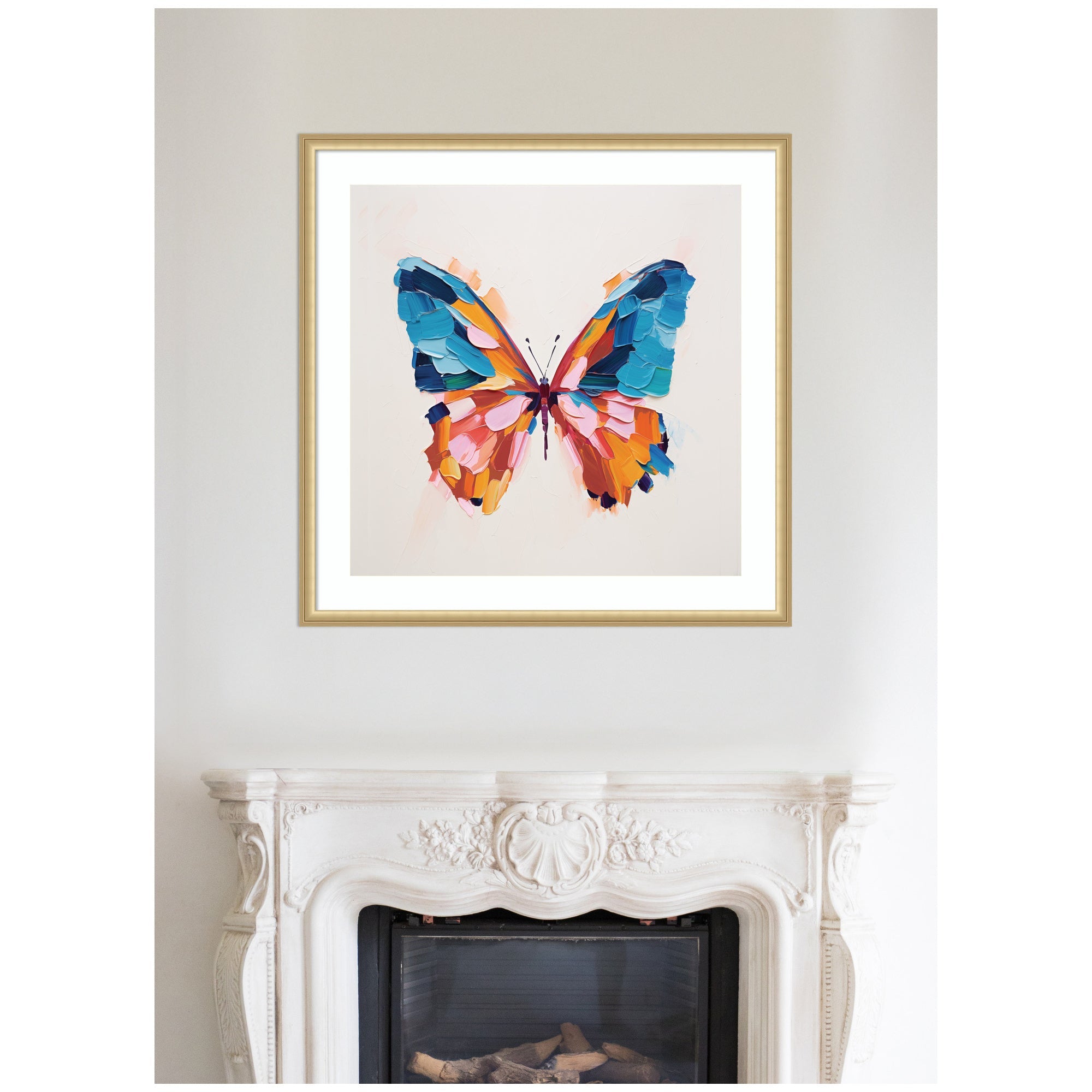 Framed Art Bold Colorful Brush Boho Butterfly by The Creative Bunch Studio