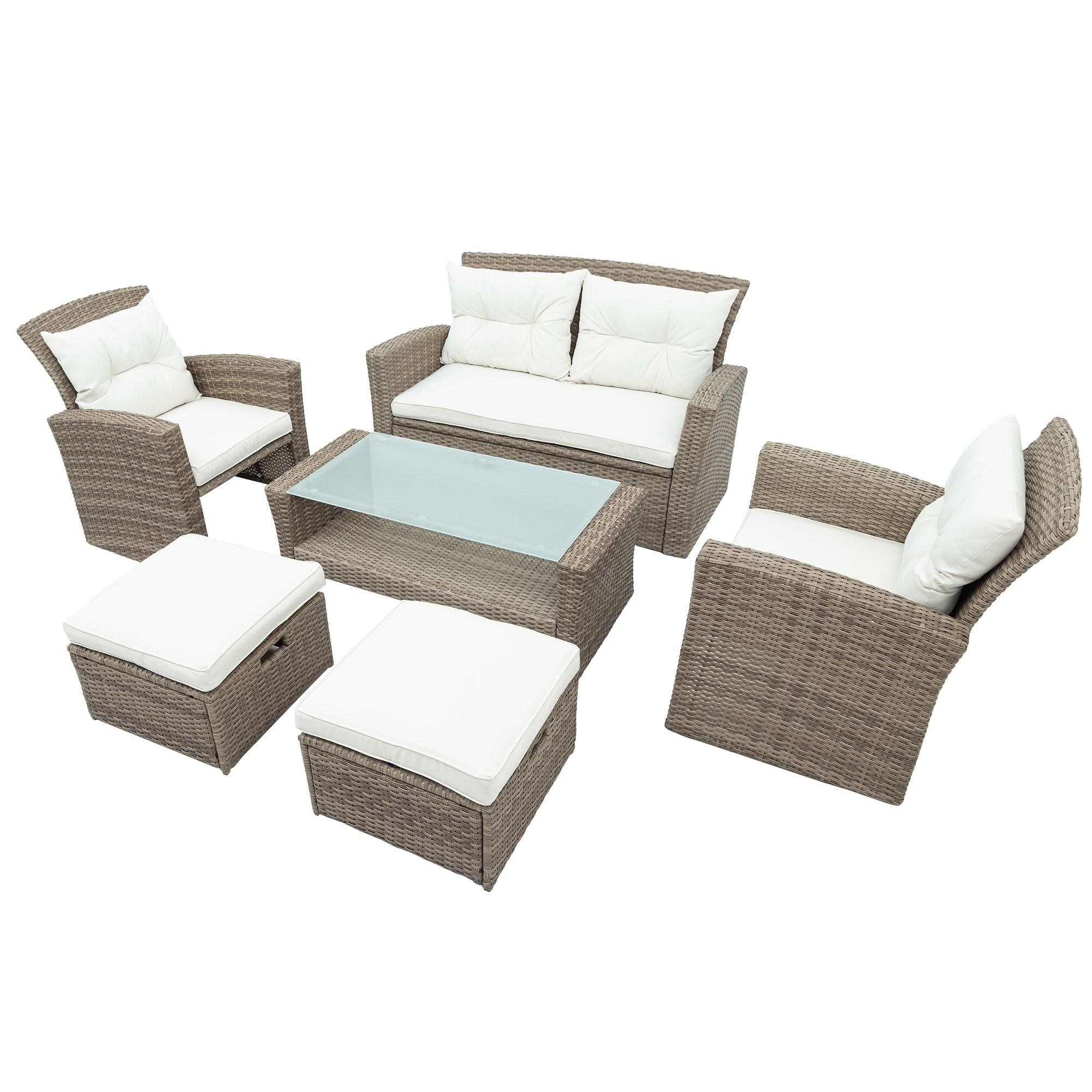 Set Of 4 Piece All Weather Wicker Patio Furniture - PRHOMZ