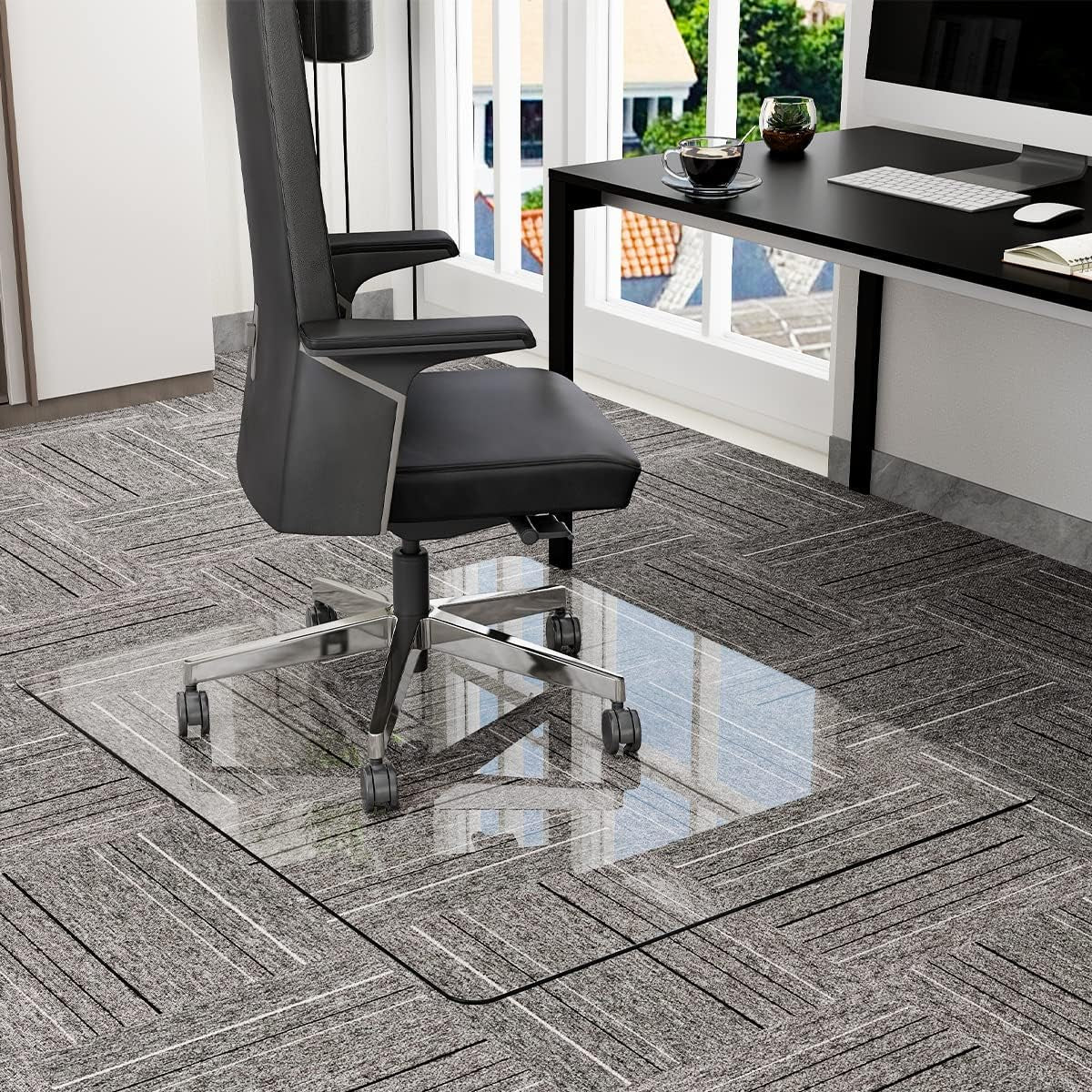 Tempered Glass Chair Mat For Carpet 36x46 Inches Anti Slip