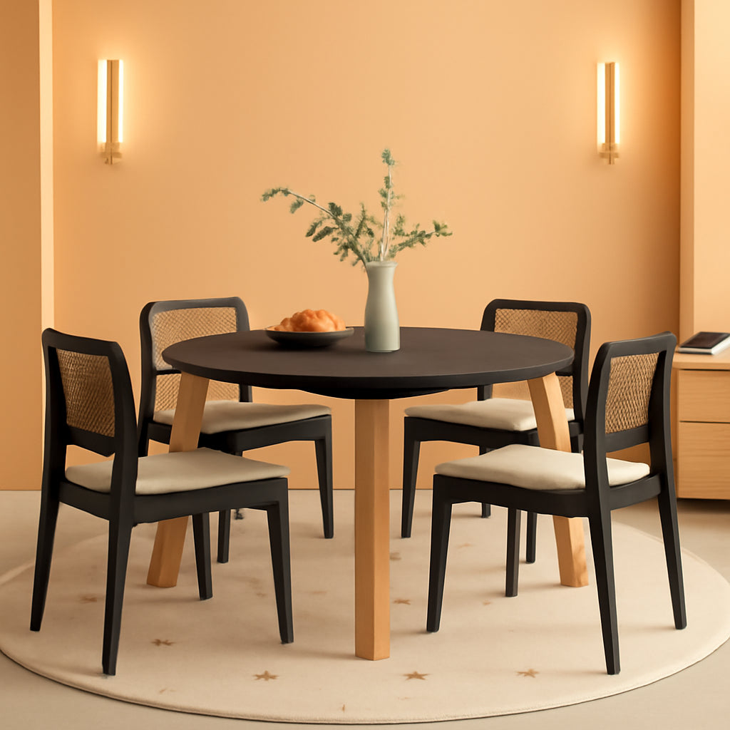 Tribase 47 Inch Round Burnt Black Dining Table Modern