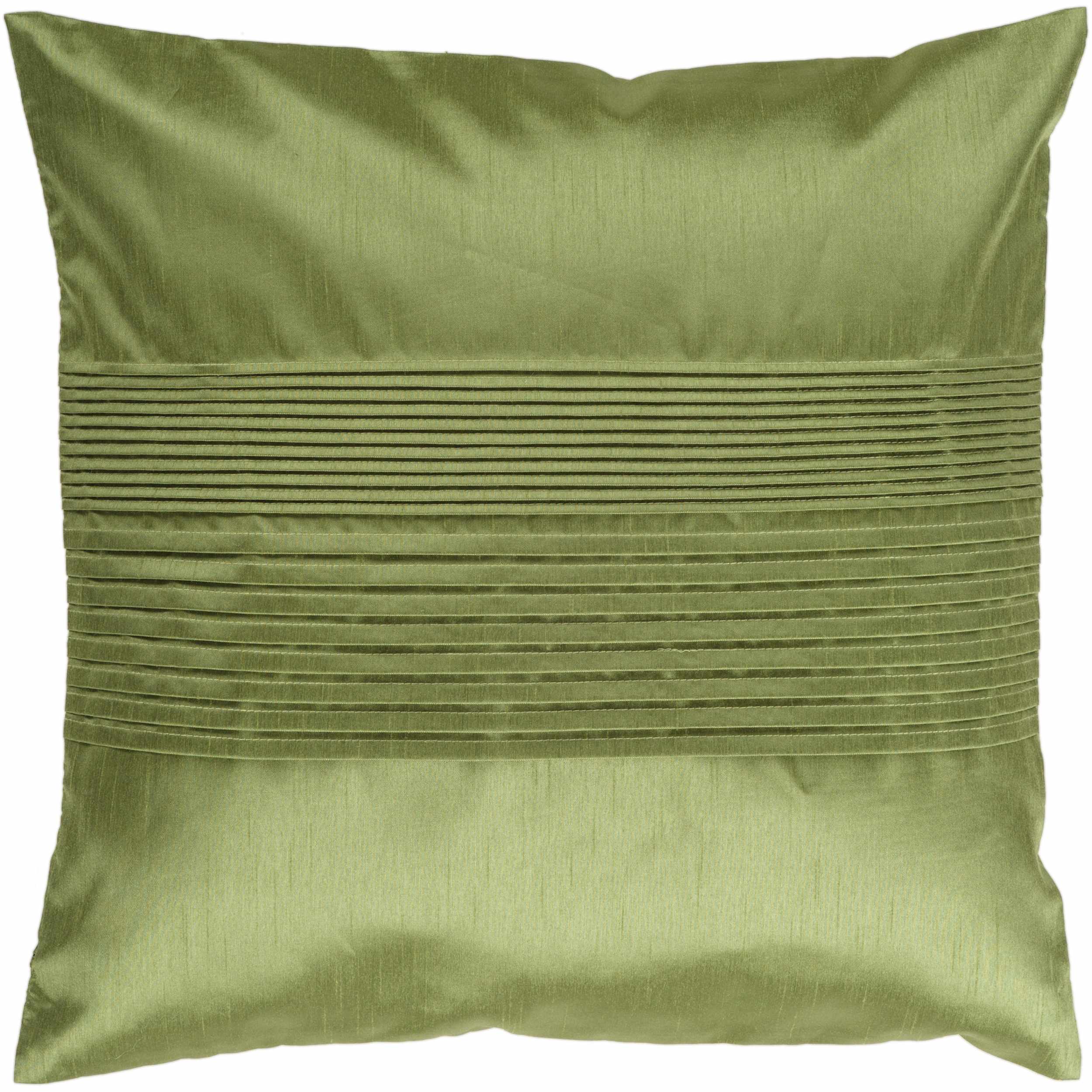 Early Green Pleated Satin Throw Pillow-1