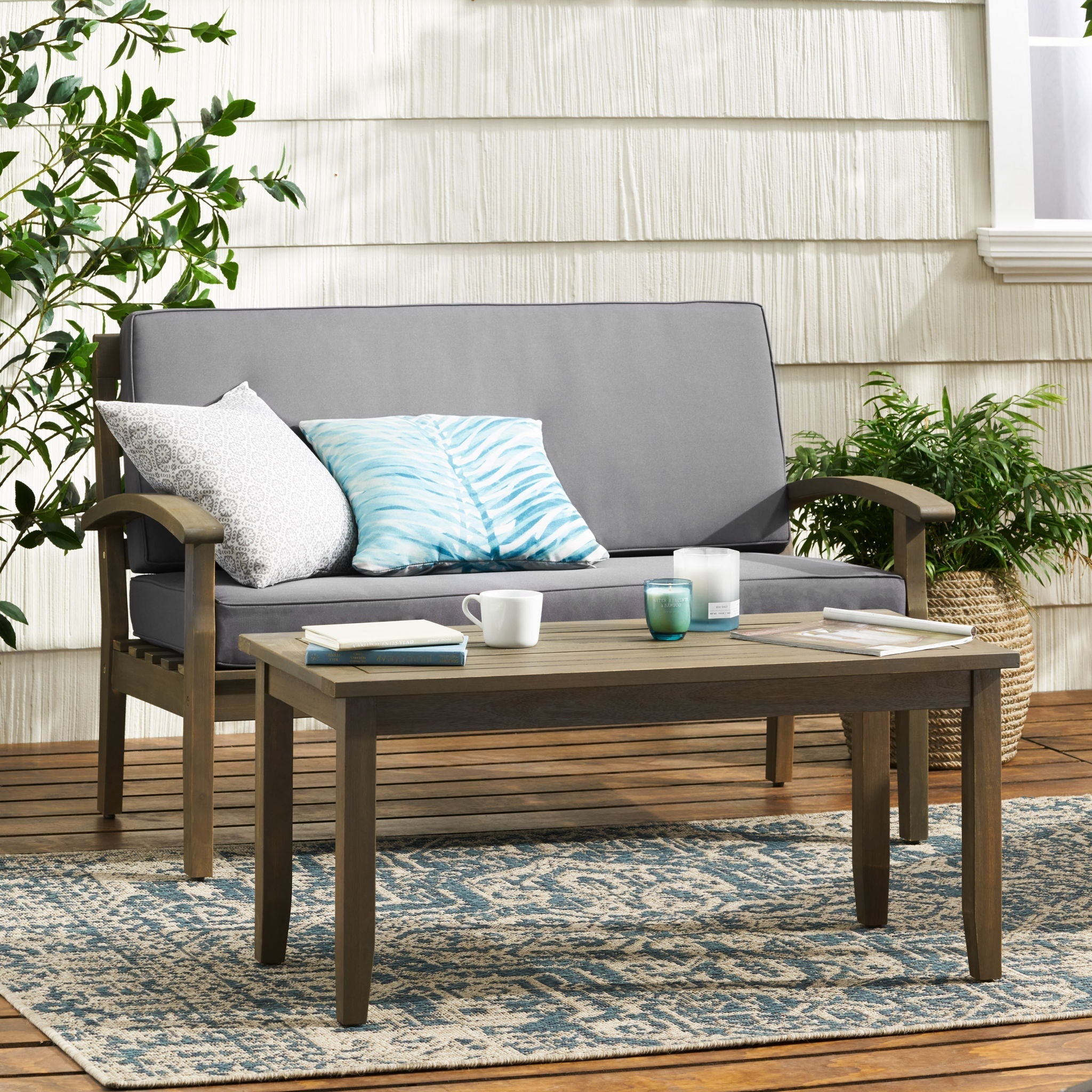 Outdoor Chat Set With Coffee Table and Loveseat