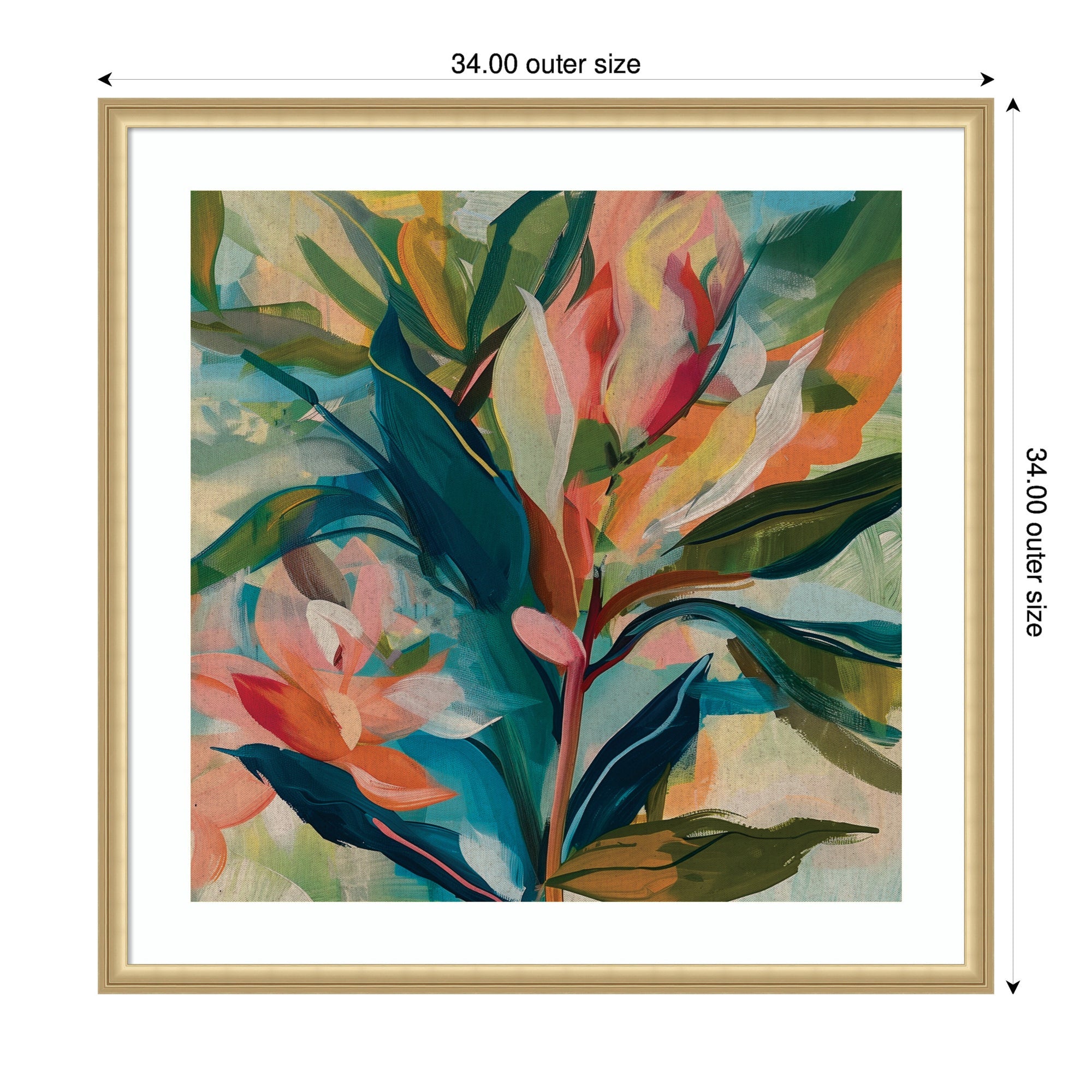 Framed Art Colorful Tropic Botanical Abstract Neutral Linen by The Creative Bunch Studio