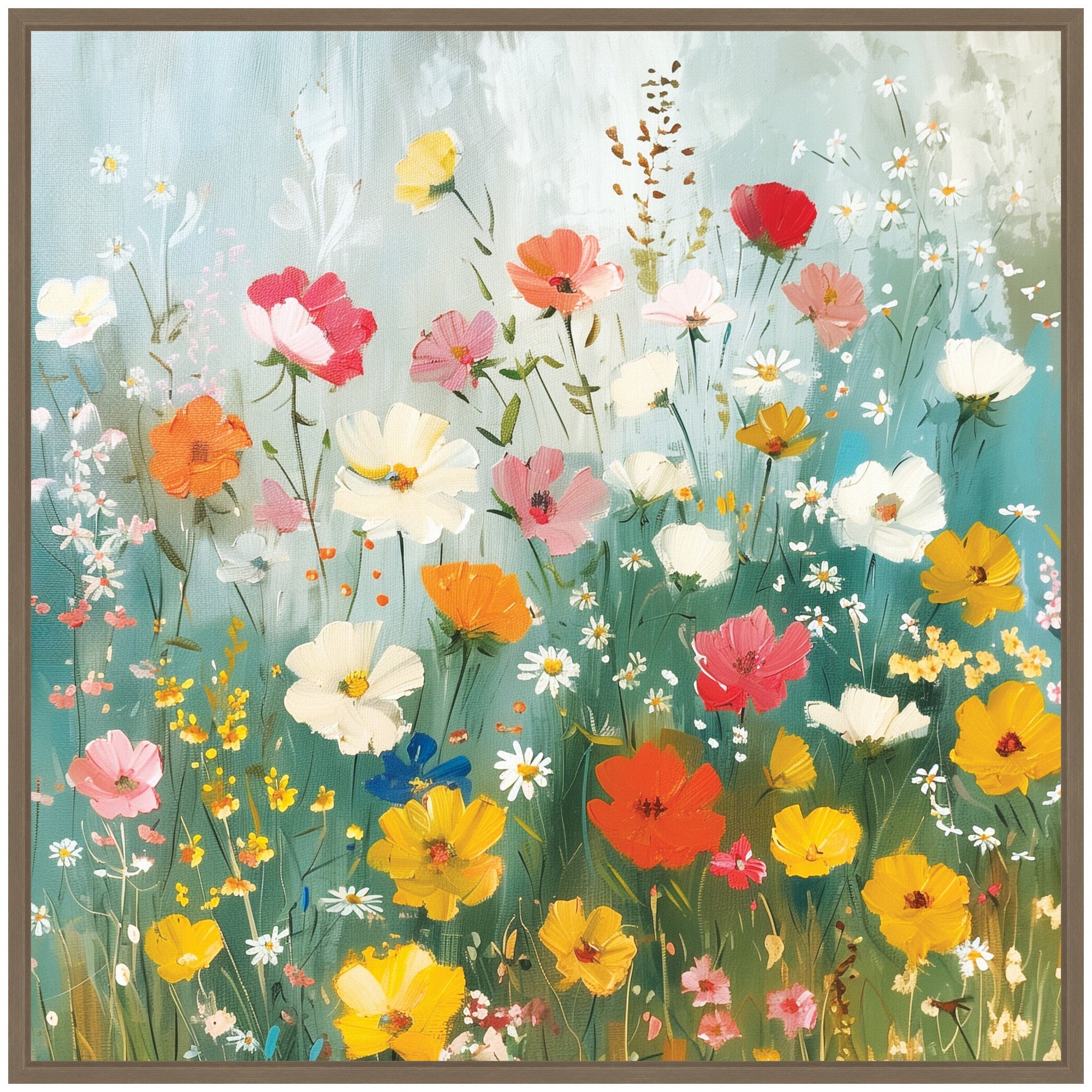 Sylvie Boho Wildflower Garden Framed Canvas by The Creative Bunch Studio
