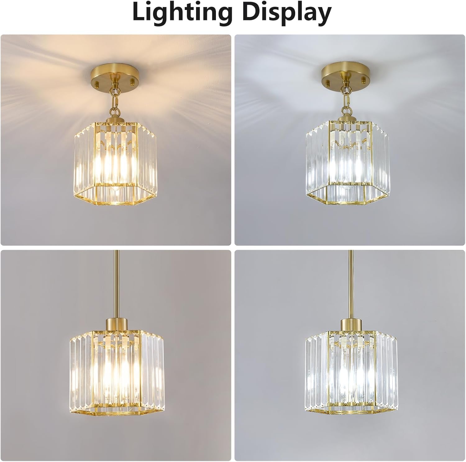Gold Crystal Clear Pendant Lights For Kitchen Islands-4