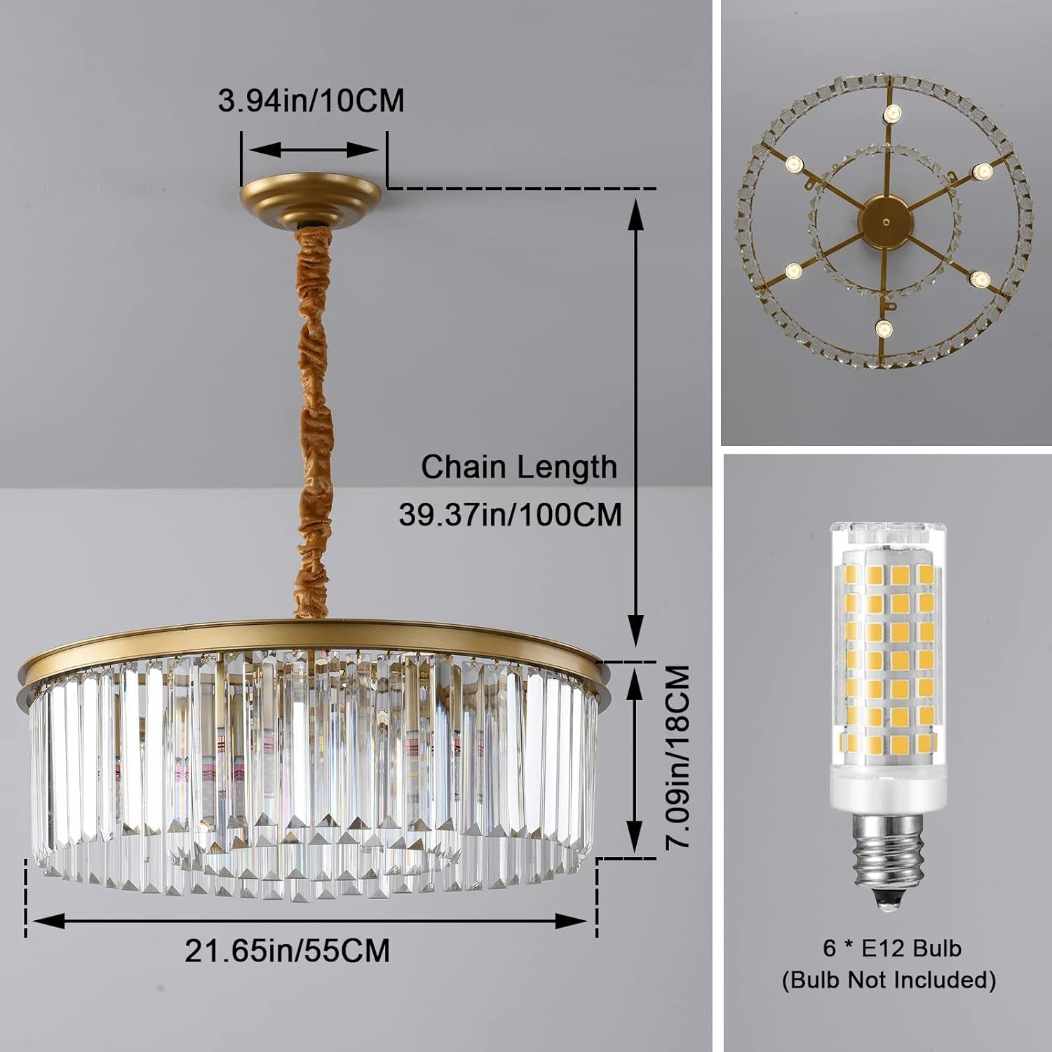 Gold Contemporary Crystal Chandelier Two Tier Fixture-4