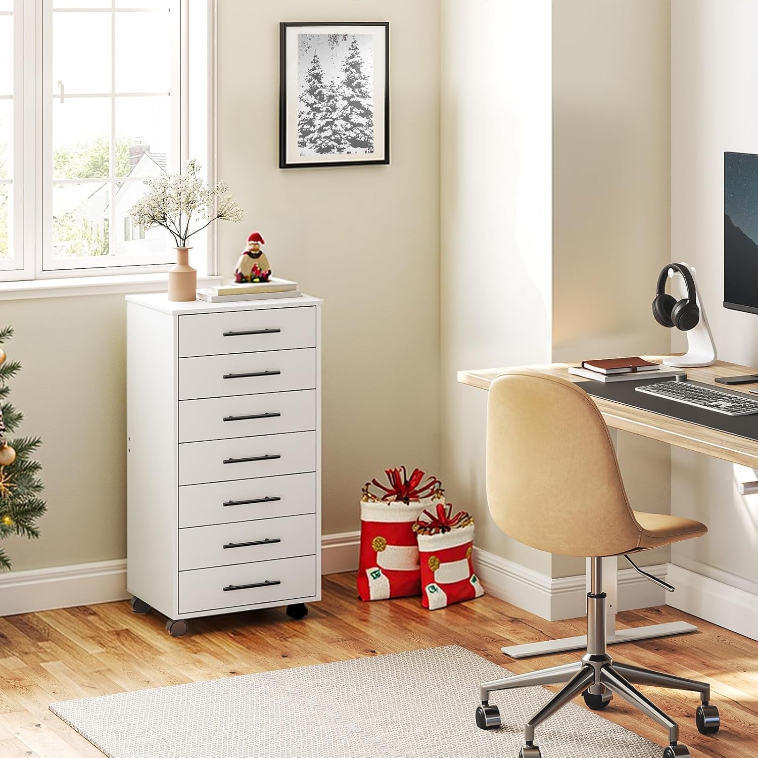 White 7 Drawer File Cabinet Storage For Home Office
