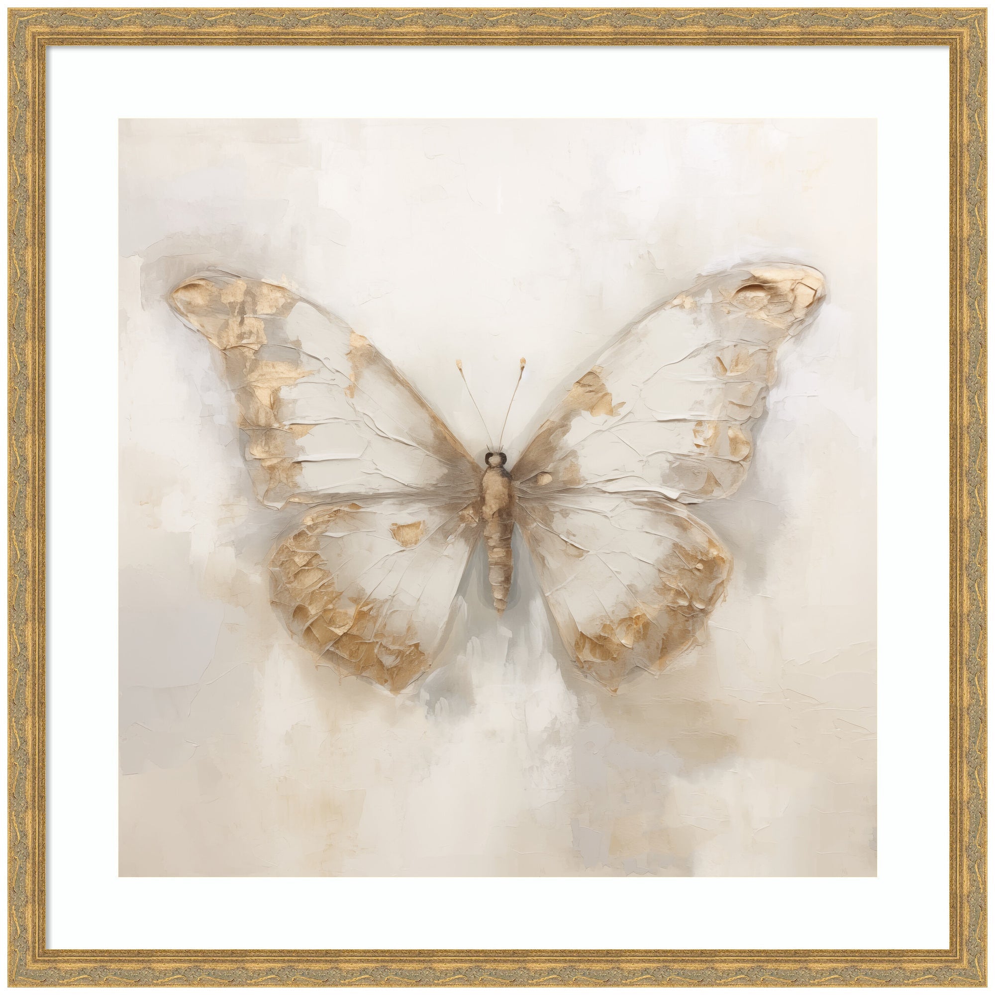 Framed Art Butterfly Neutral 2 by The Creative Bunch Studio