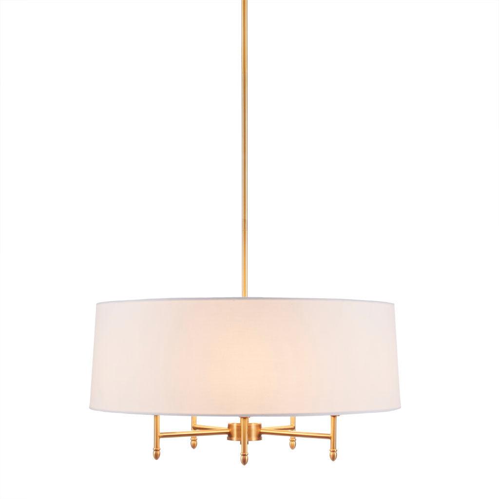 5-Light White Drum Shade Chandelier - PRHOMZ