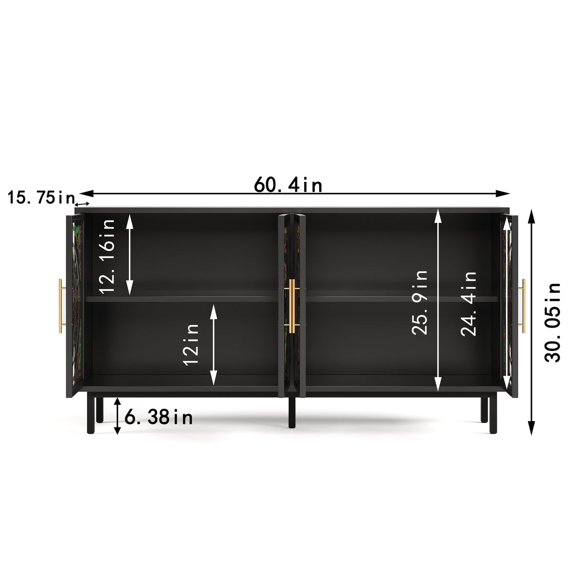 60.3 " Decorative Cabinet with 4 Doors