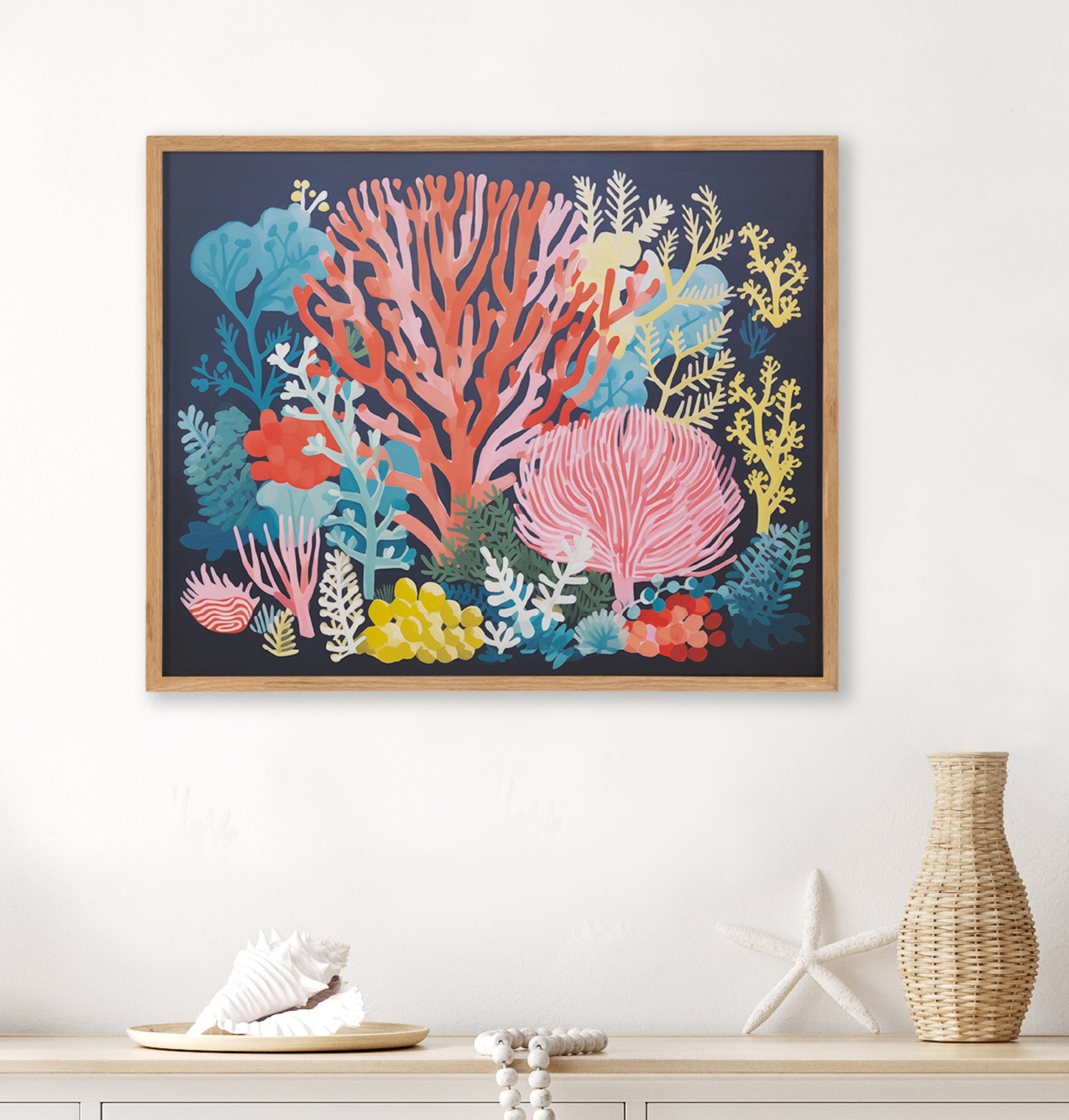 Gallery Bright Coral Underwater Ocean Print by The Creative Bunch Studio
