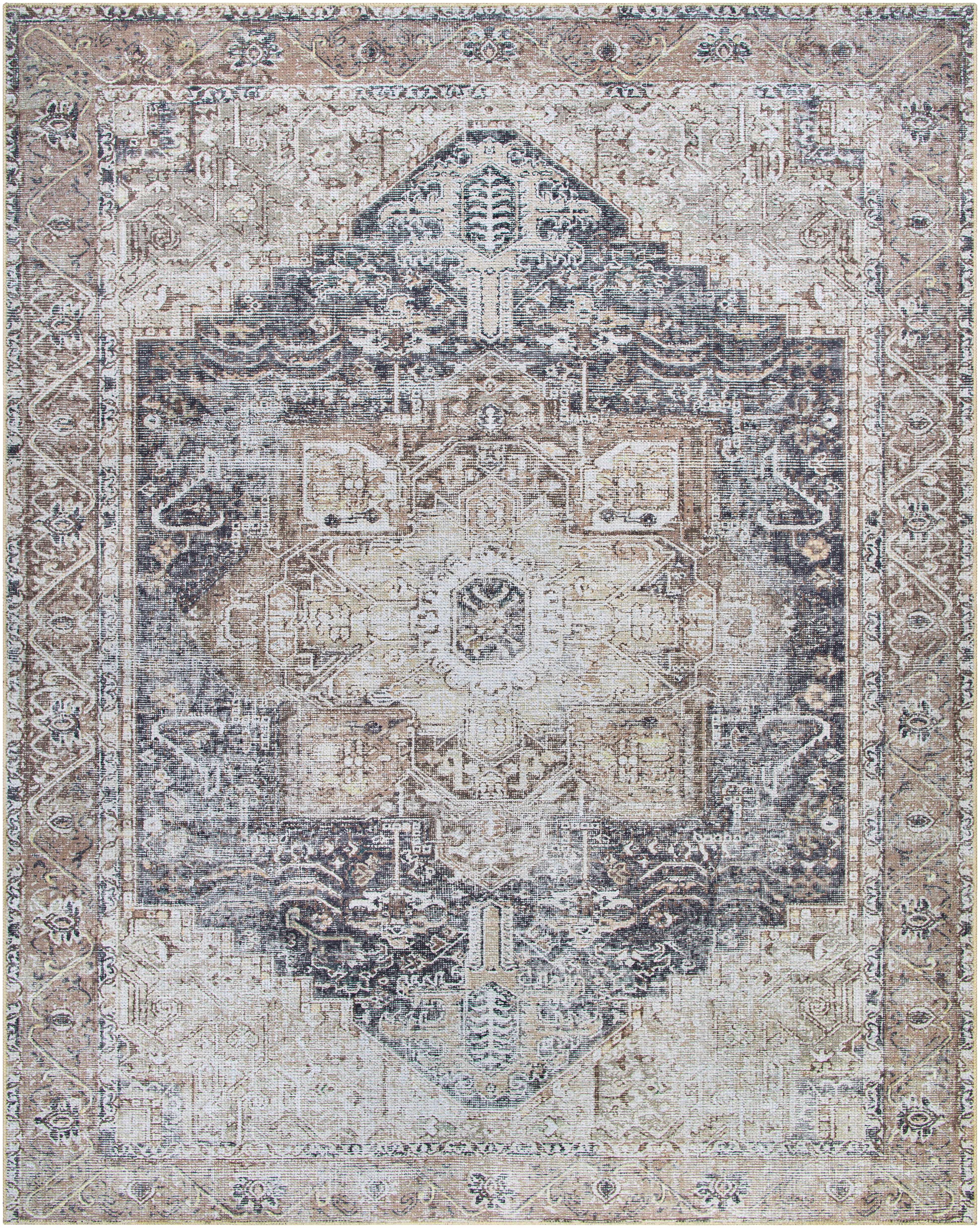 Beige Rosman Washable Area Rug - Clearance - PRHOMZ
